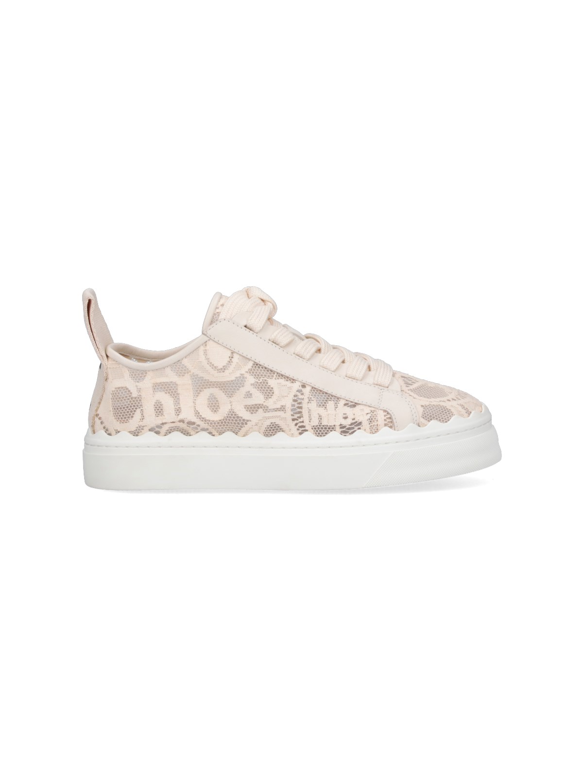 Chloé Lauren Scalloped Leather-trimmed Lace High-top Sneakers