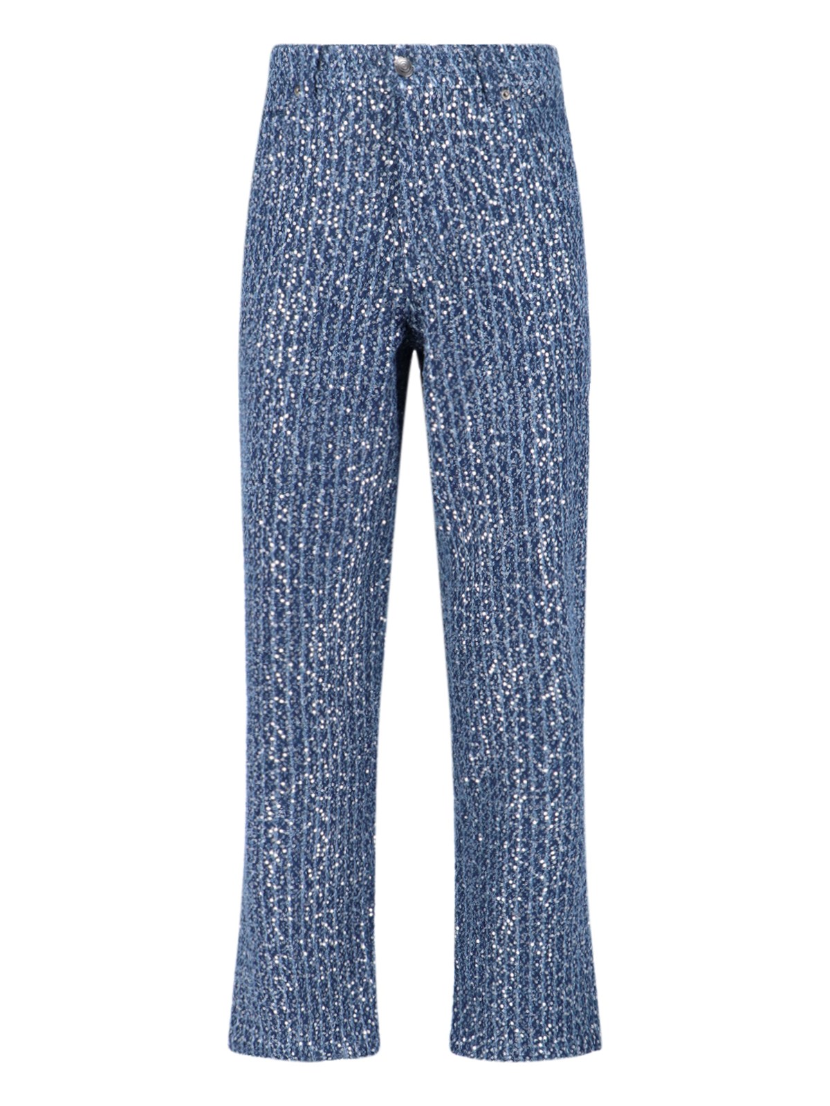 Charles Jeffrey Loverboy Straight Trousers With Sequin Embellishments And Pockets In Blue