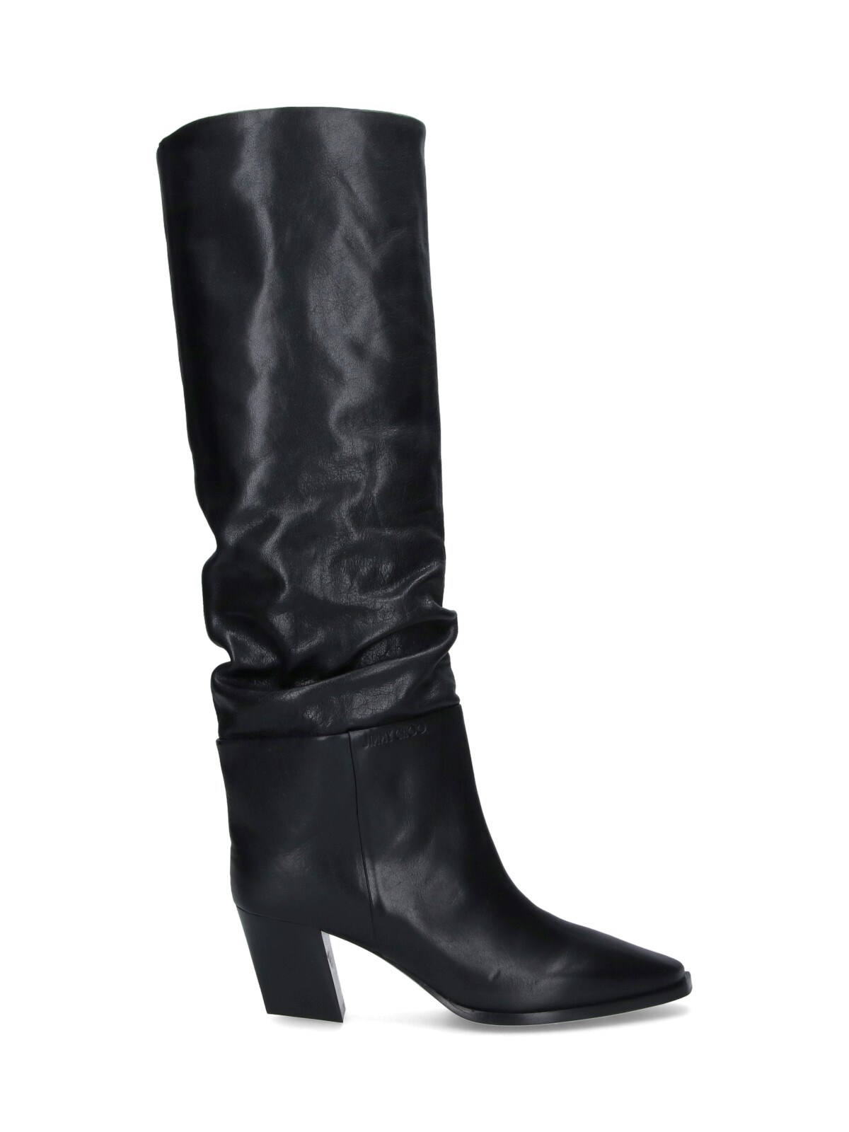 Jimmy Choo Hart 60 High Heels Boots In Black Leather In Black