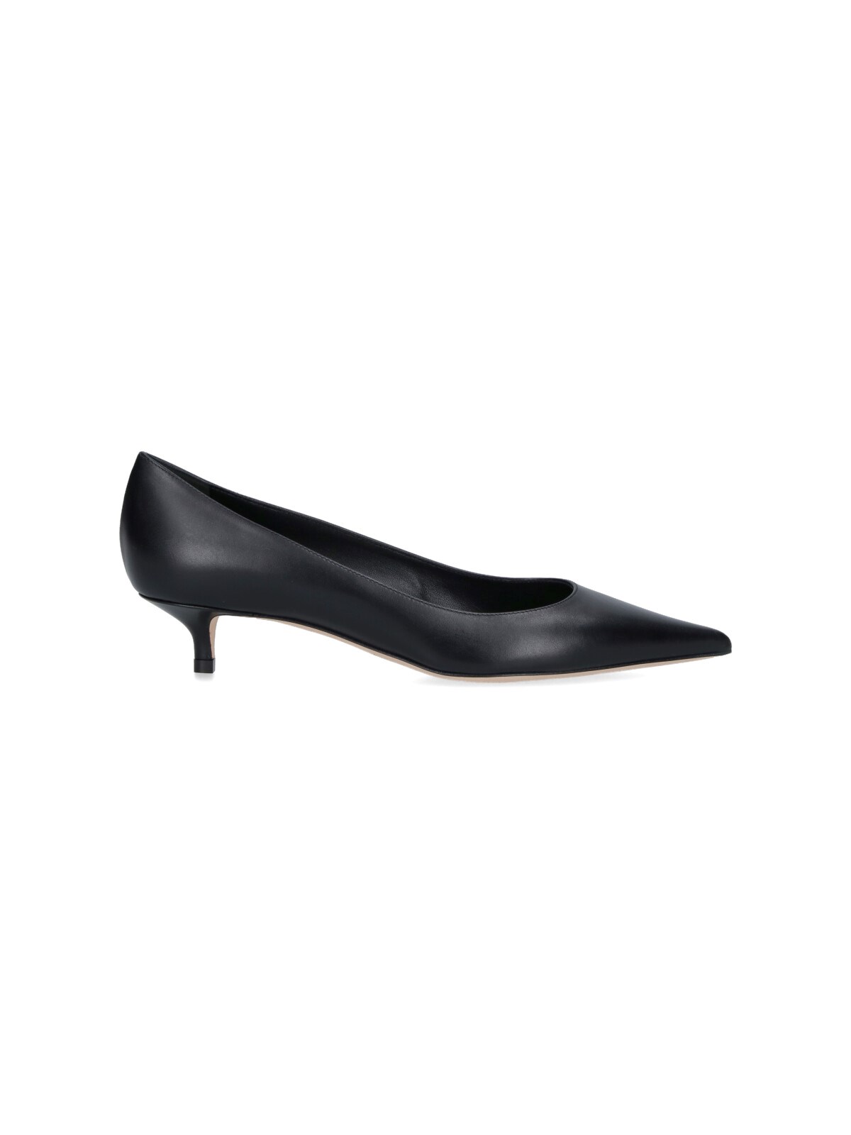 Jimmy Choo Pointed Toe Leather Kitten Heel Pumps In Black