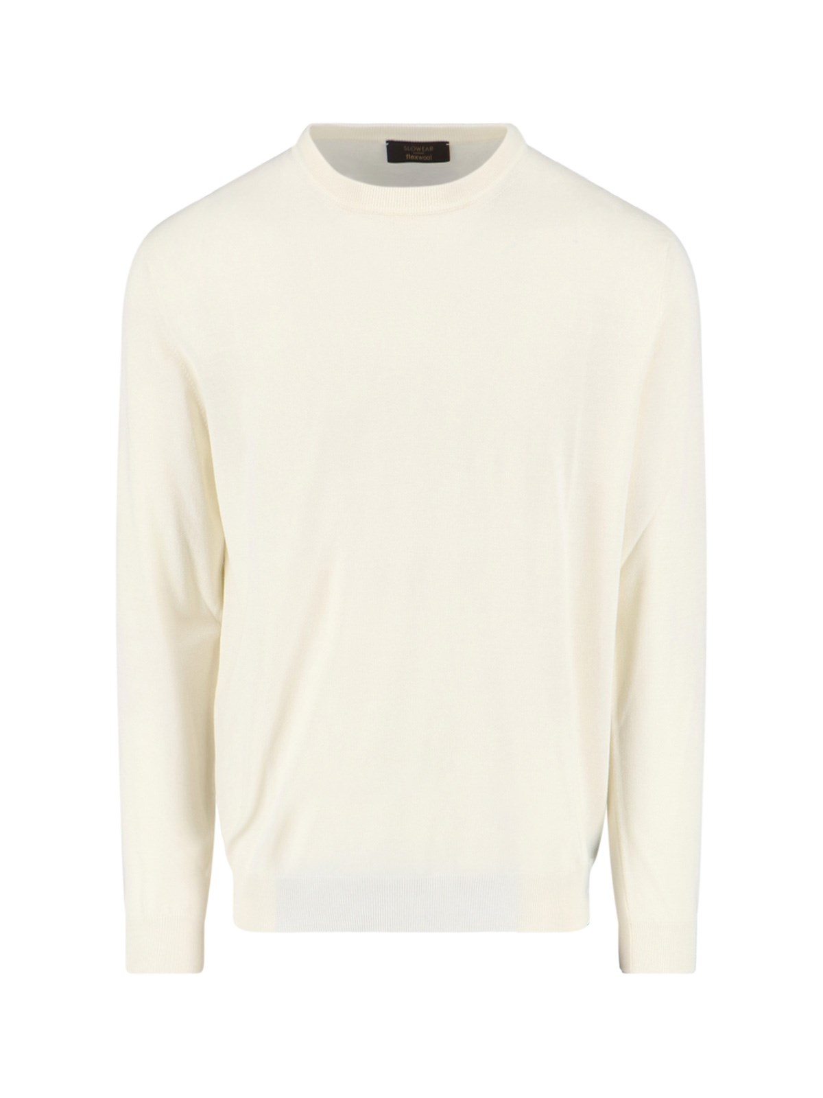 Zanone Crew Neck Long Sleeve Sweater With Ribbed Cuffs In White