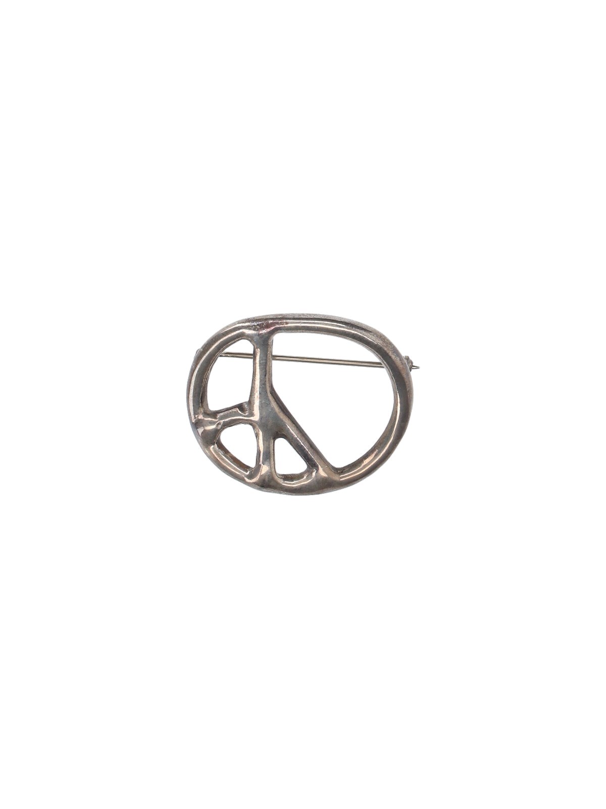 Needles Metallic Peace Symbol Brooch And Pin In Silver