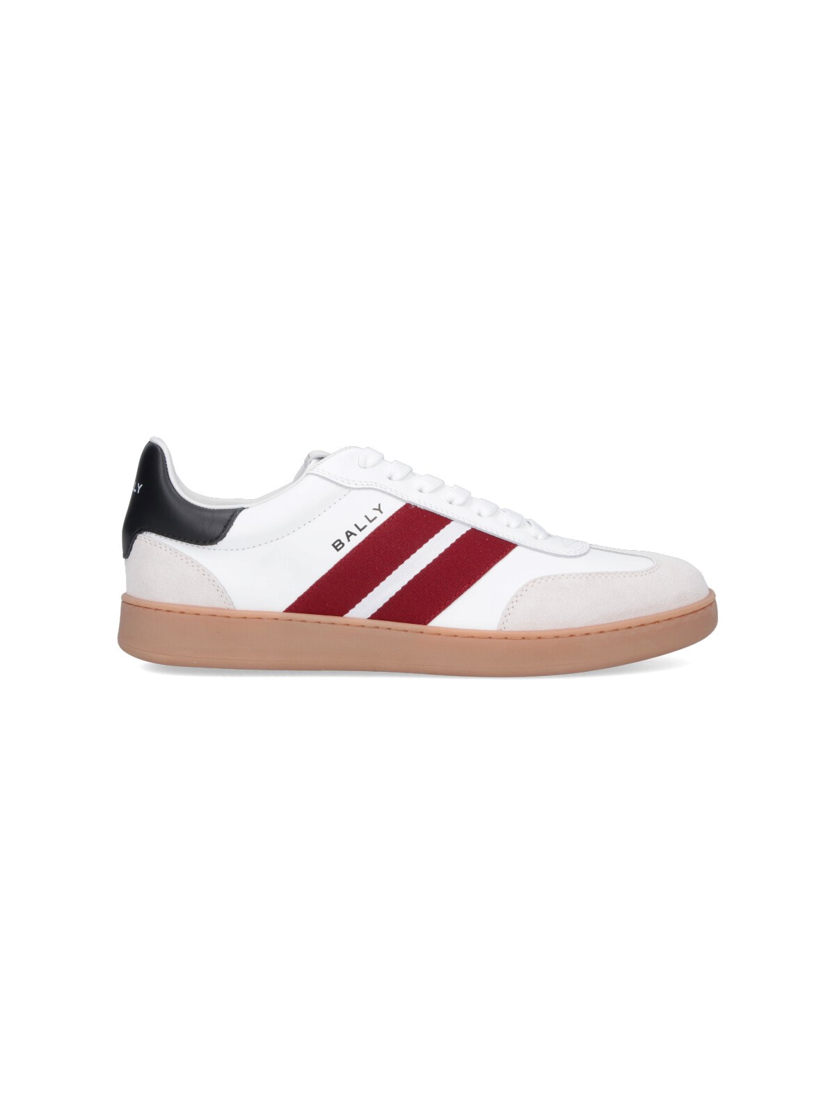 Bally Retro Crest Leather Striped Sneakers In White