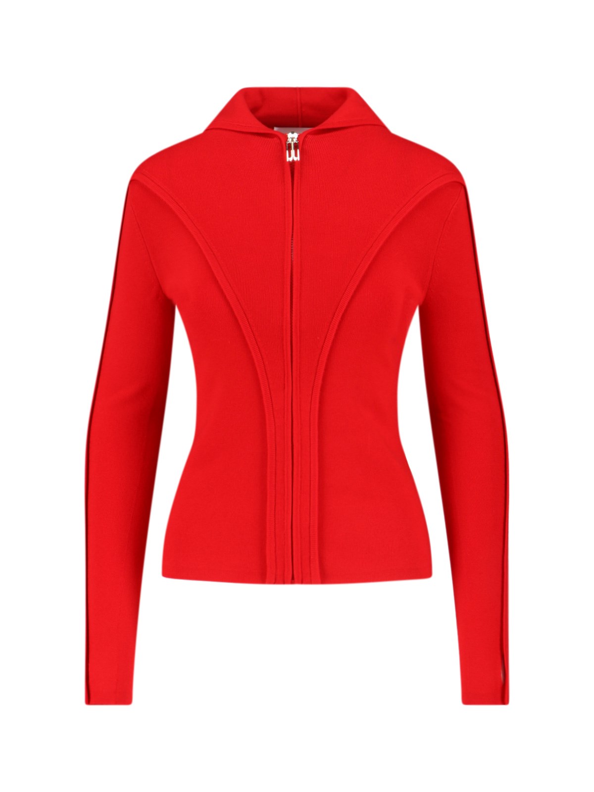 Victoria Beckham Piping Detail Hooded Top Bright Rose In Red