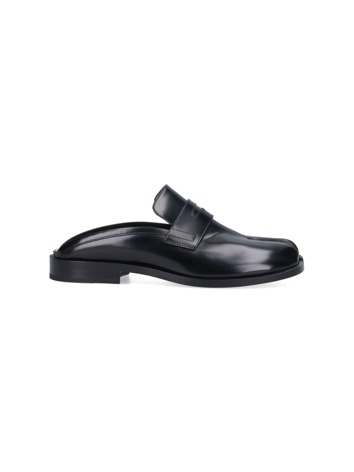 Maison Margiela Tabi City Calf Leather Flat Mules In Black