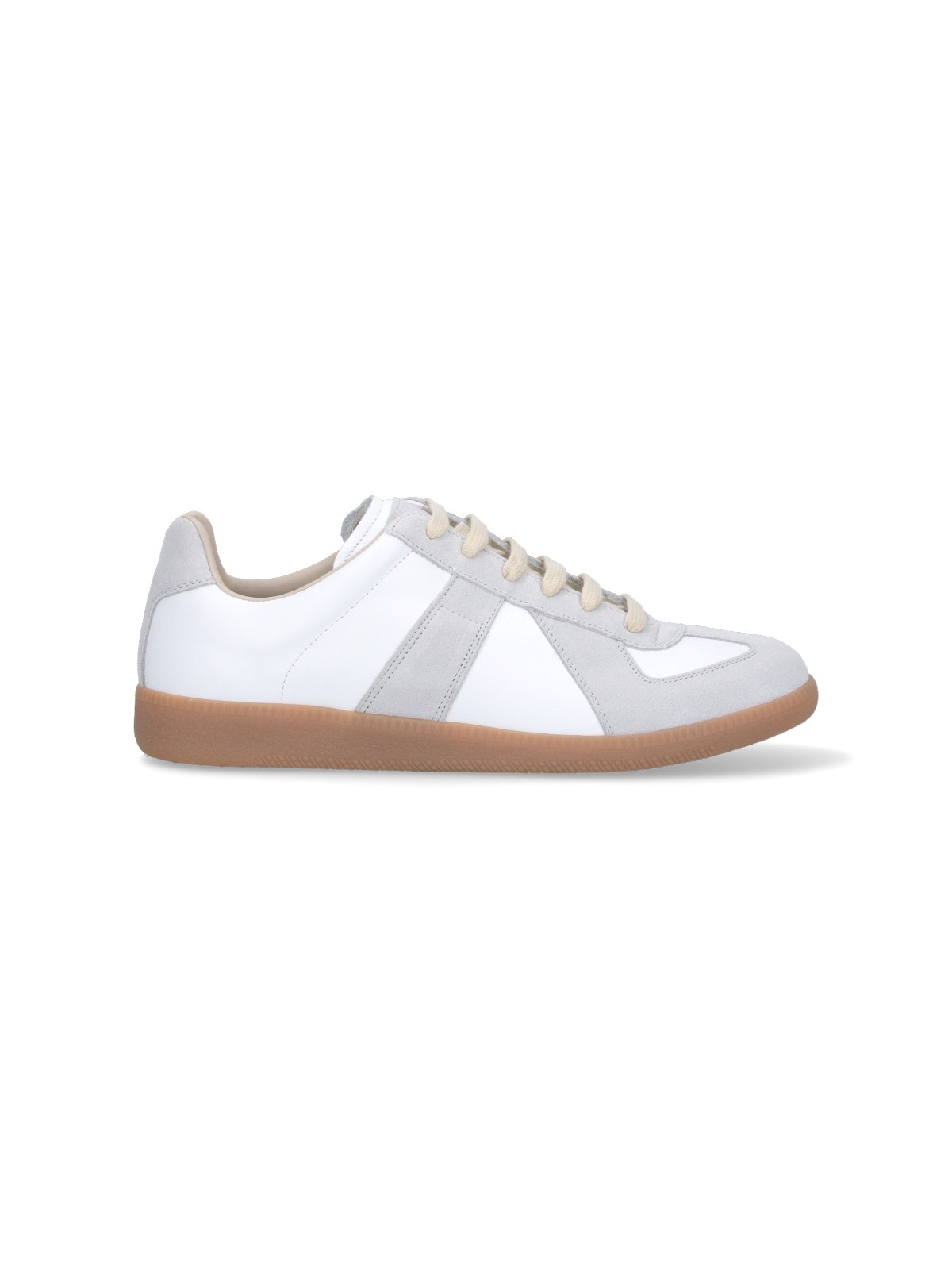 Maison Margiela Off White Leather And Grey Suede Replica Sneakers