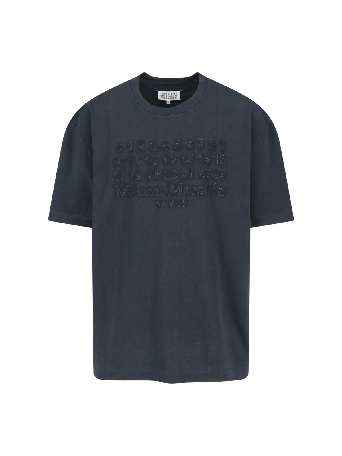 Maison Margiela Grey T-shirt And Polo Collection With Cuts In Blue