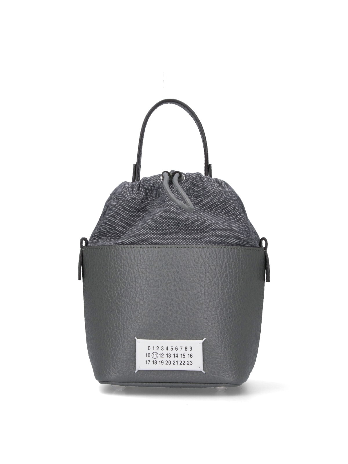 Maison Margiela 5ac Drawstring Leather Bucket Bag In Gray