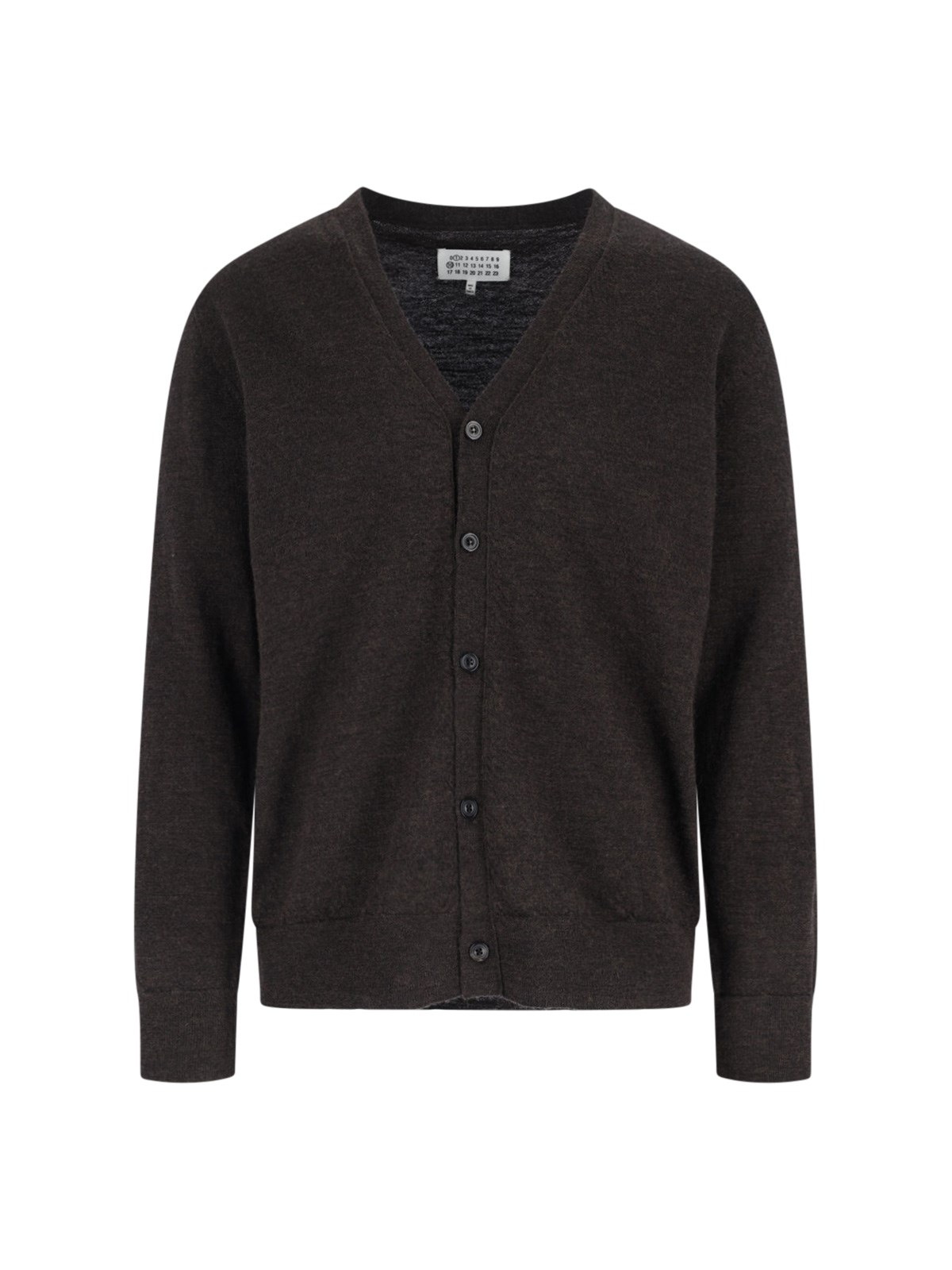 Maison Margiela Suede Patch Cardigan Sweaters And Cardigans Brown In Black