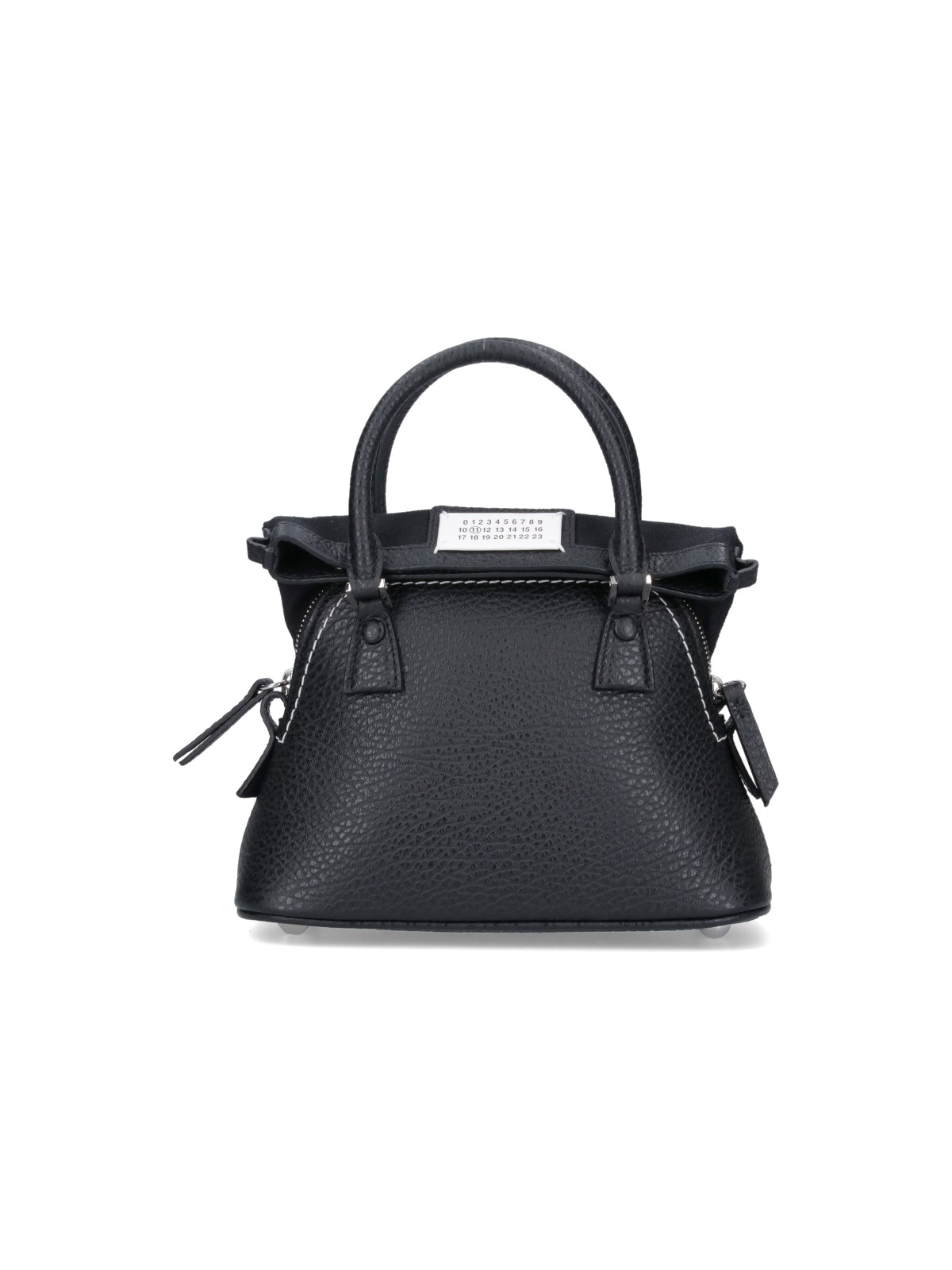 Maison Margiela '5ac Micro' Black Shoulder Bag With Logo Label In Black