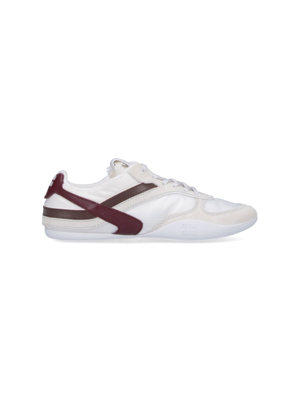 Miu Miu Women Two-tone Tech Fabric And Suede Gymnasium Sneakers In White
