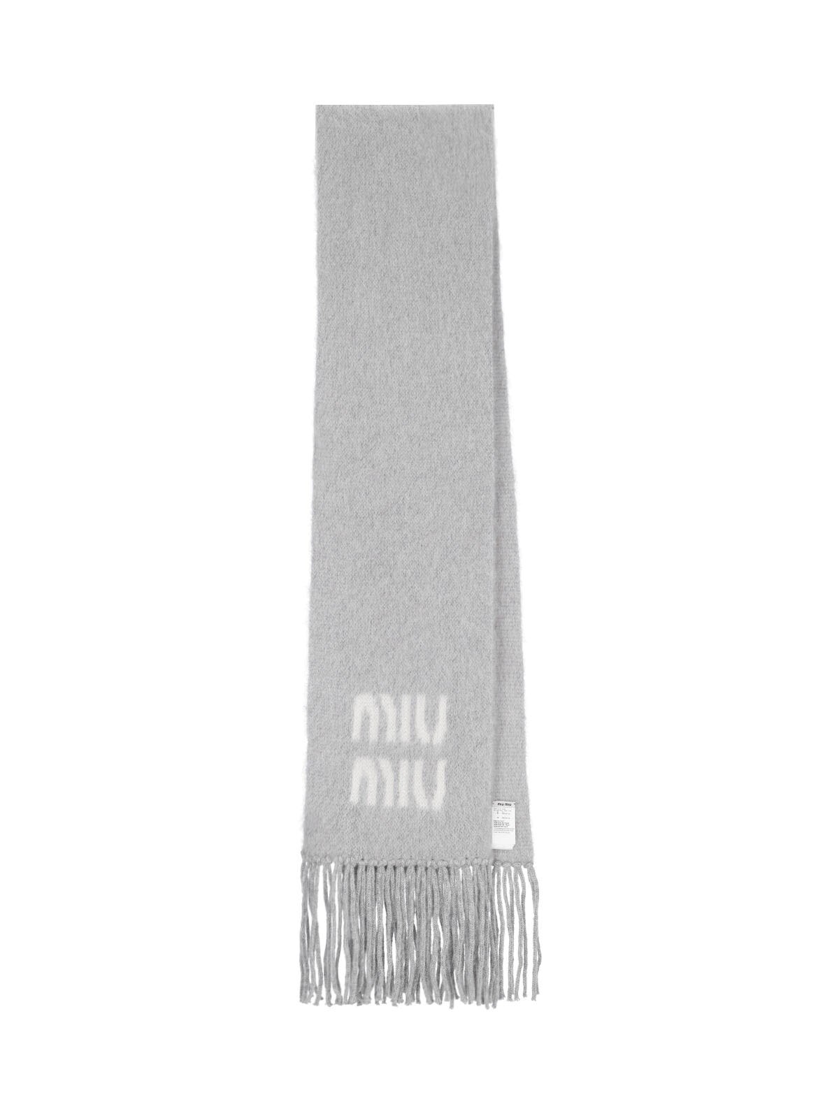 Miu Miu Logo Scarf In Gray