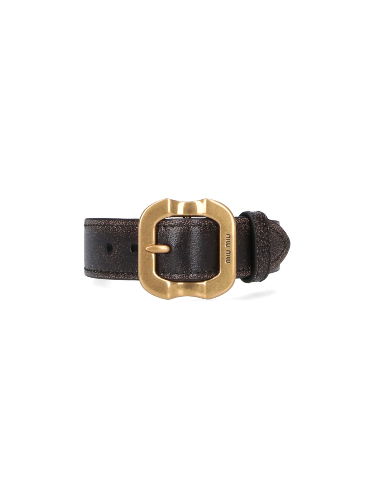 Miu Miu Leather Bracelet With Buckle In Brown