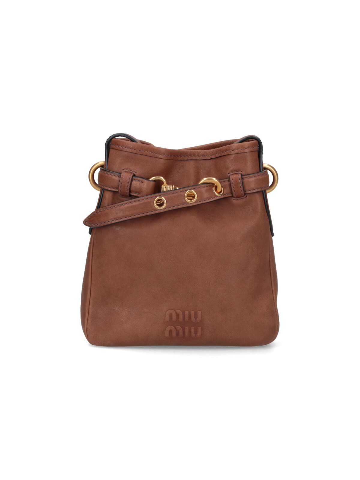 Miu Miu Logo Pouch In Brown