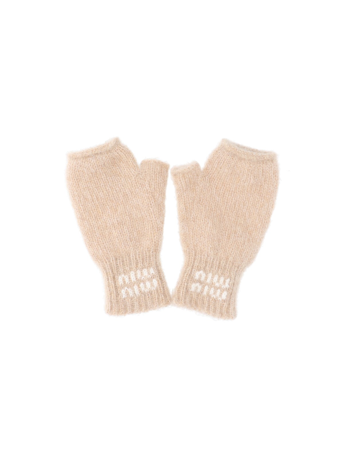Miu Miu Logo Gloves In White