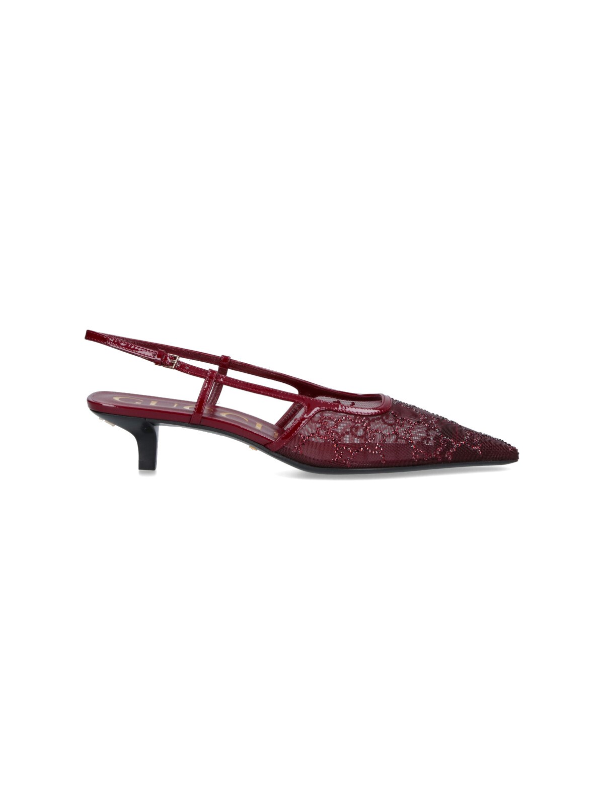 Gucci 35mm Gg Crystal-embellished Slingback Pumps In Red