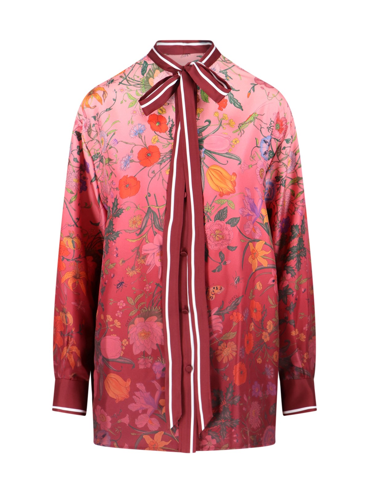 Gucci Silk Floral Shirt In Pink