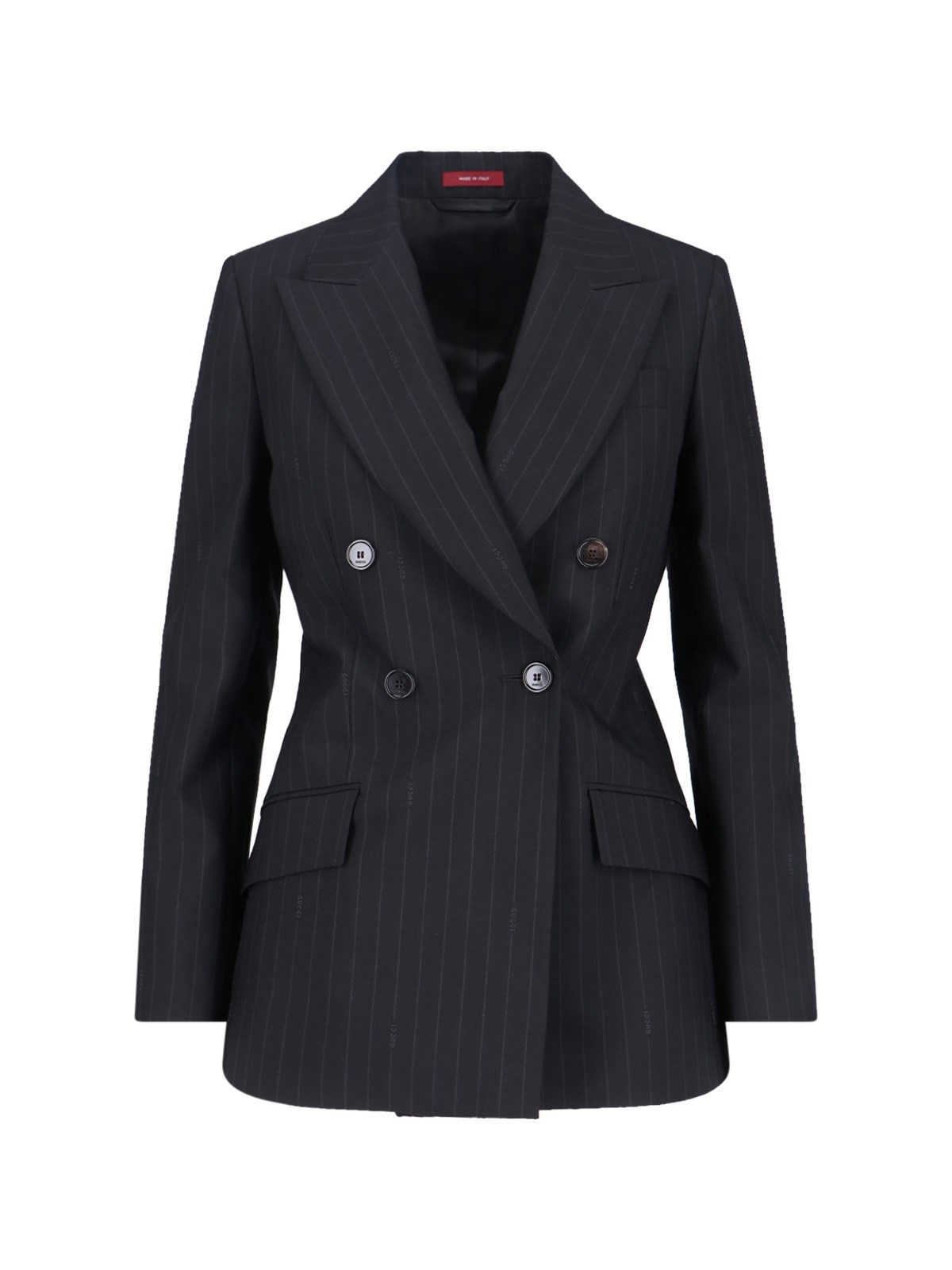 Gucci Embroidered Wool Blazer With Notched Lapels And Pockets In Black