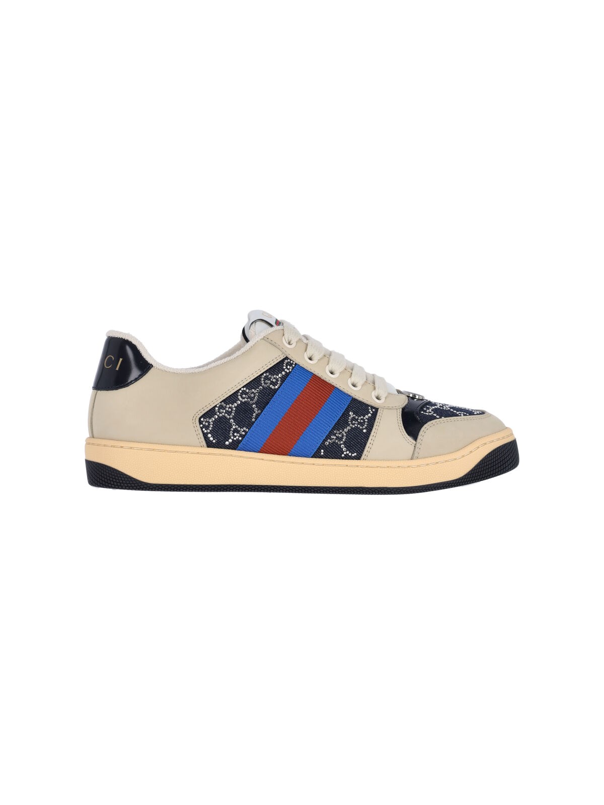 Gucci Denim Sneakers Embellished Gg Crystals In Multi