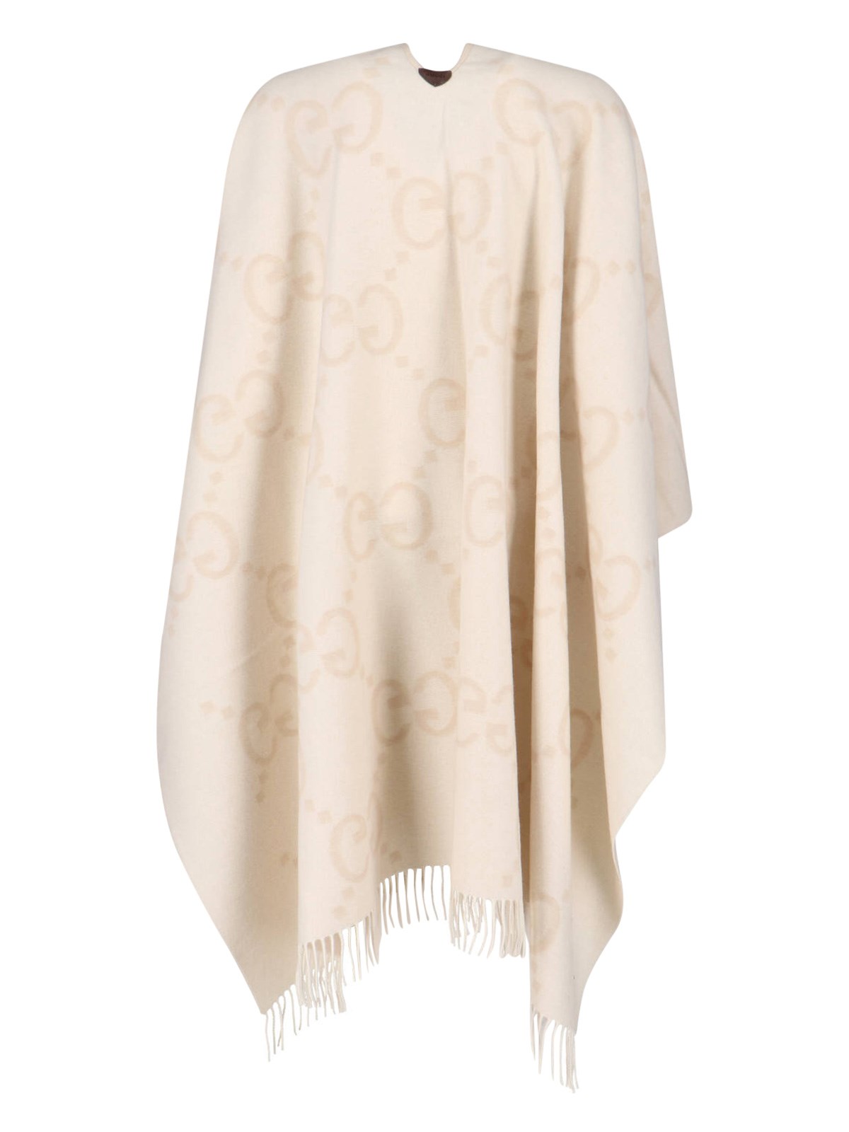 【GUCCI】REVERSIBLE JUMBO GG CASHMERE CAPE Reversible jumbo GG cashmere cape in beige and dark brown