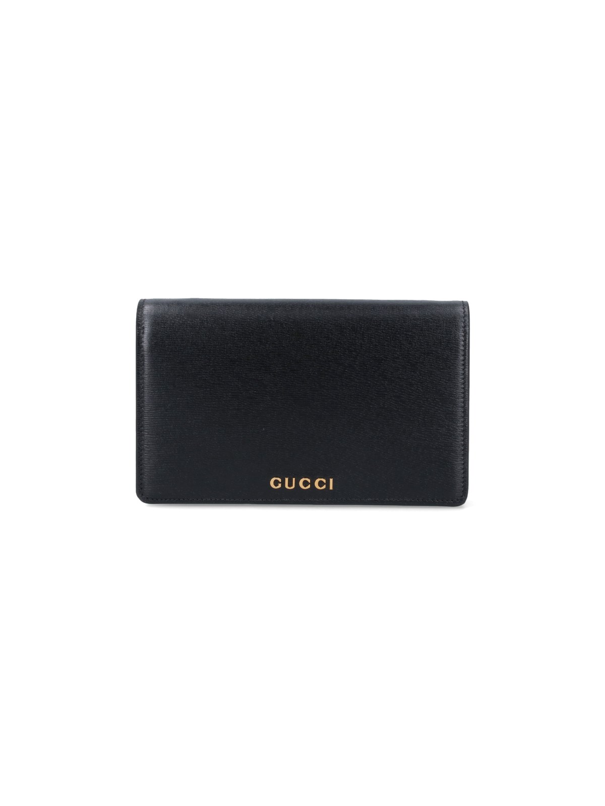 Gucci Logo Shoulder Strap Wallet In Black