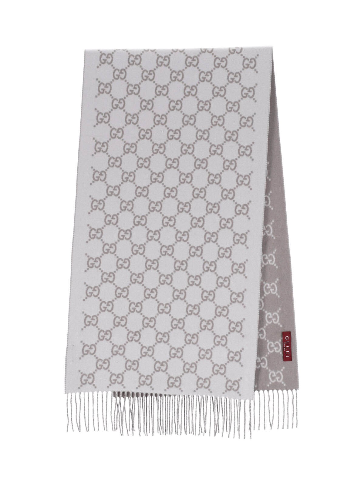 Gucci 'gg' Cashmere Scarf In White