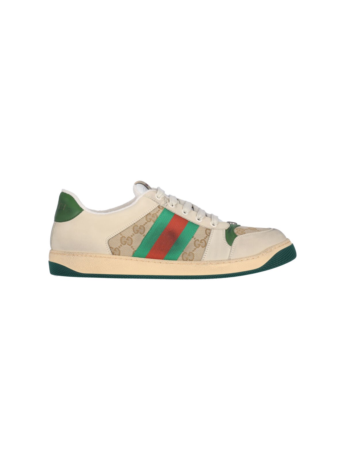 Gucci Men Screener Gg Low-top Vintage Leather Sneakers In Multi