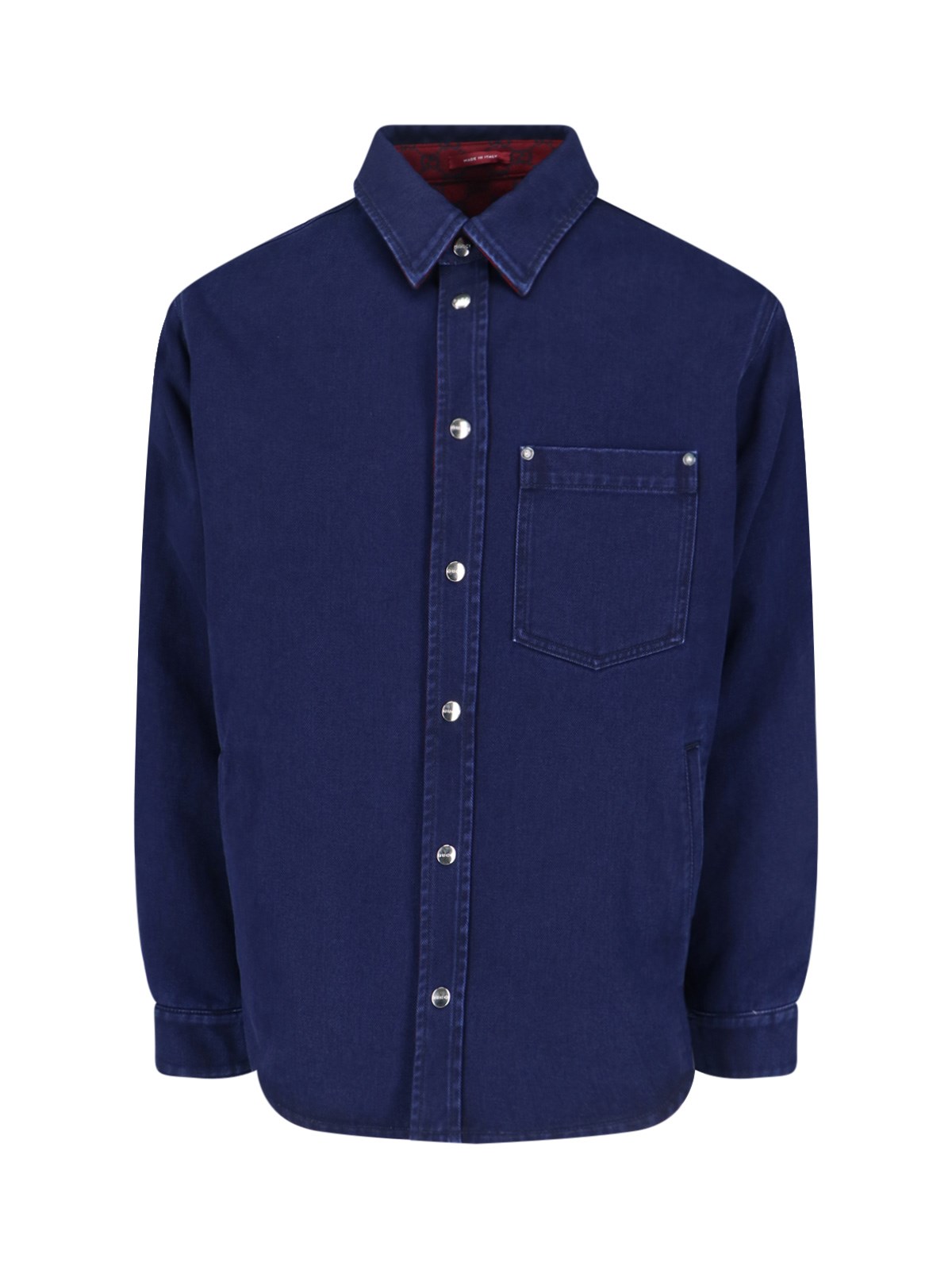 Gucci Reversible Denim And Flannel Shirt Men In Blue