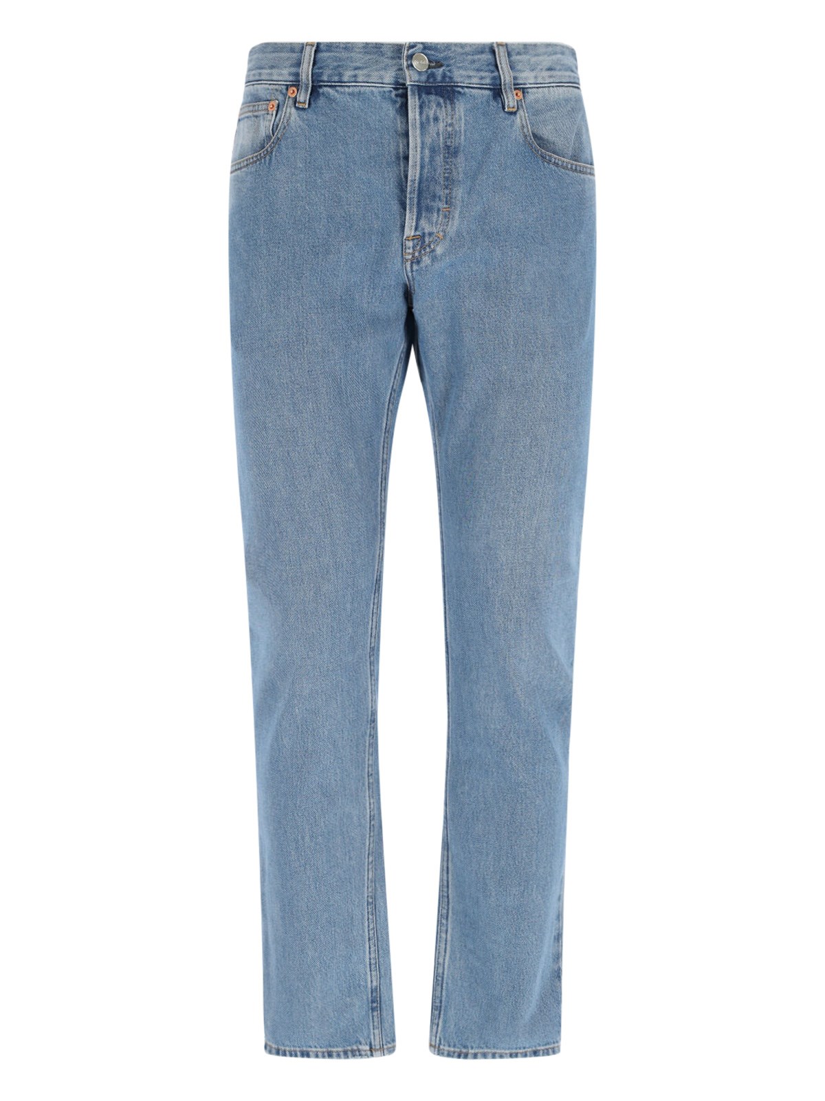 Gucci Web-stripe Tapered Jeans In Blue