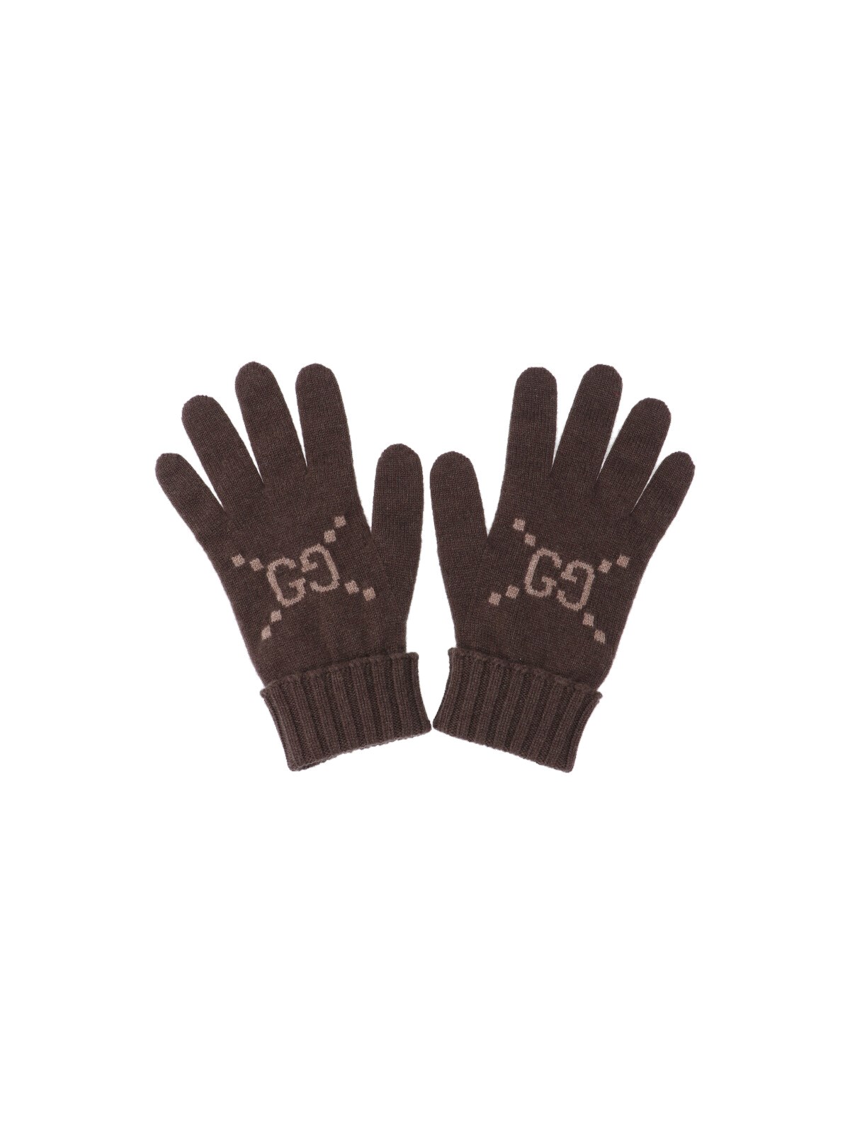 Gucci 'gg' Cashmere Gloves In Brown