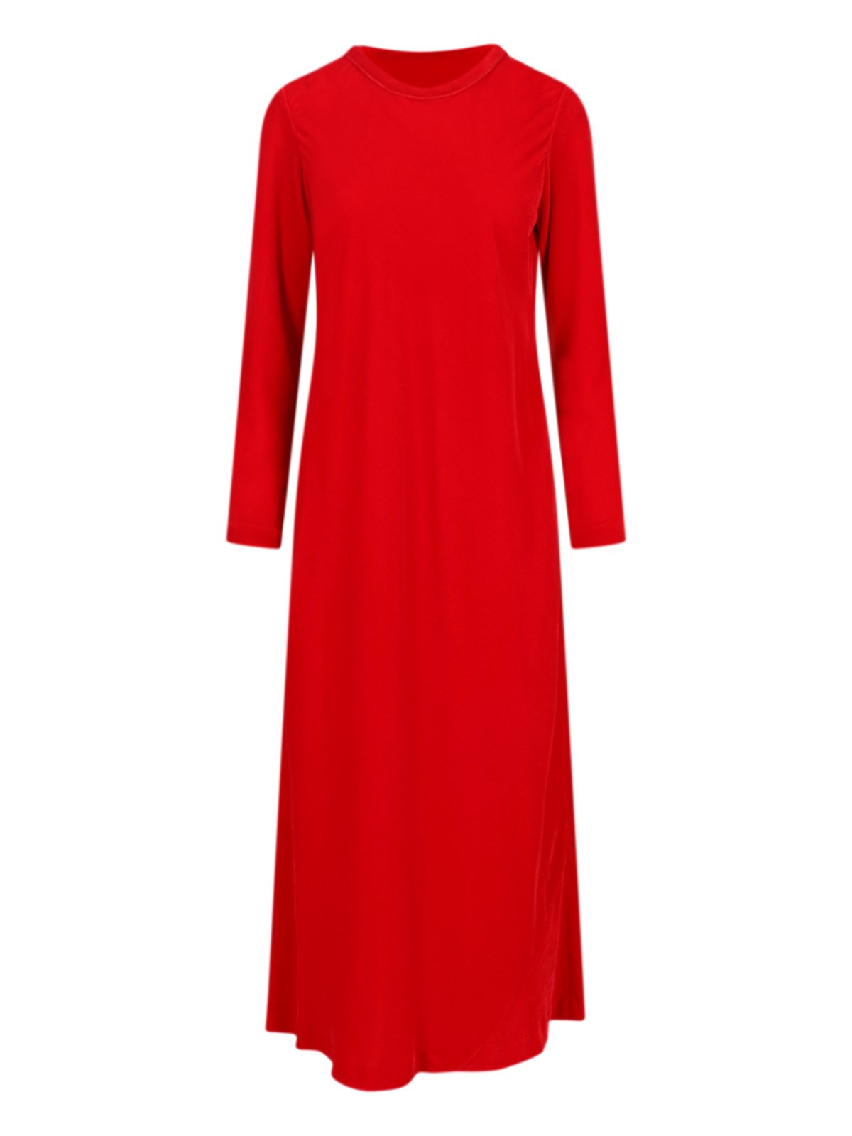 Aspesi Midi Dress With Round Neckline And Three-quarter Sleeves In Red