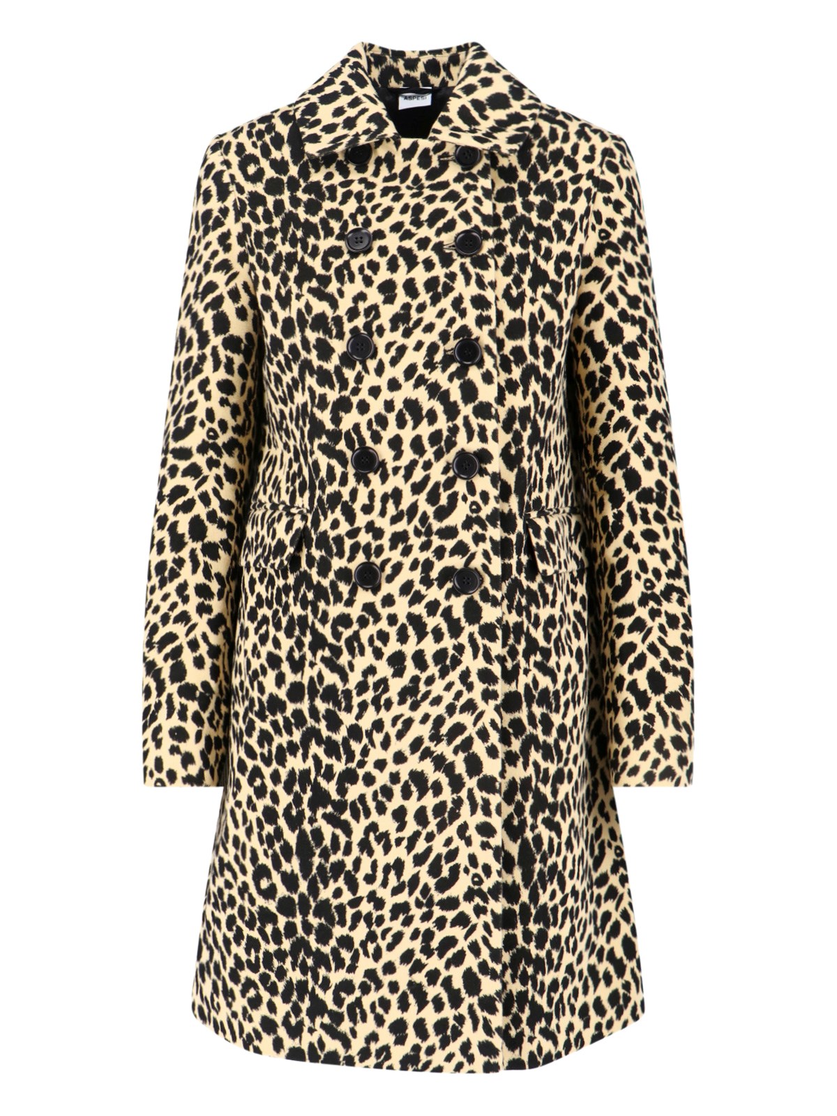 Aspesi Animal Print Double Breasted Jacket With Pockets In Multi