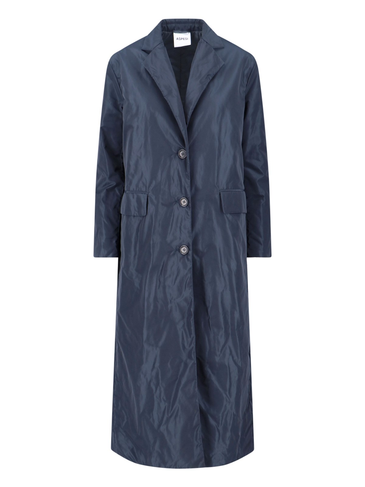 Aspesi Long Length Jacket Notched Lapels In Blue