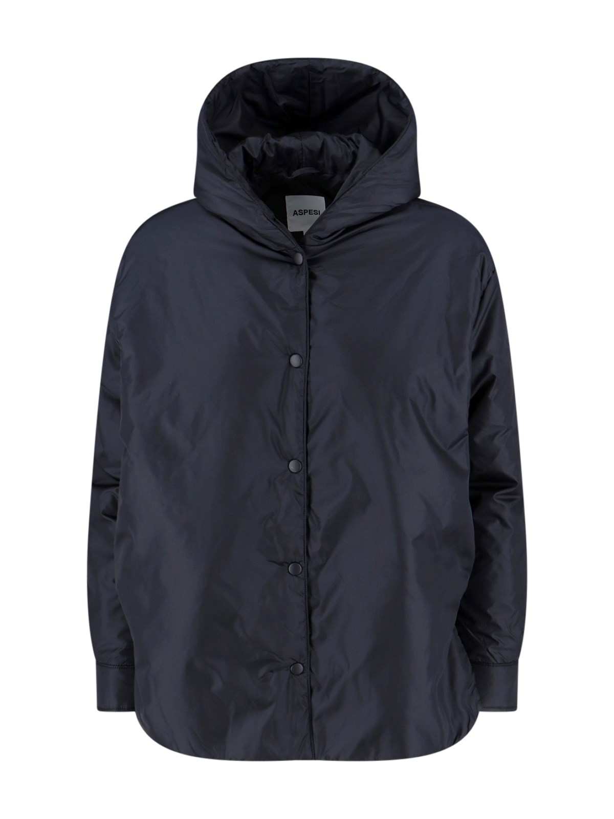 Aspesi Relaxed Fit Black Polyamide Jacket With Hood In Black