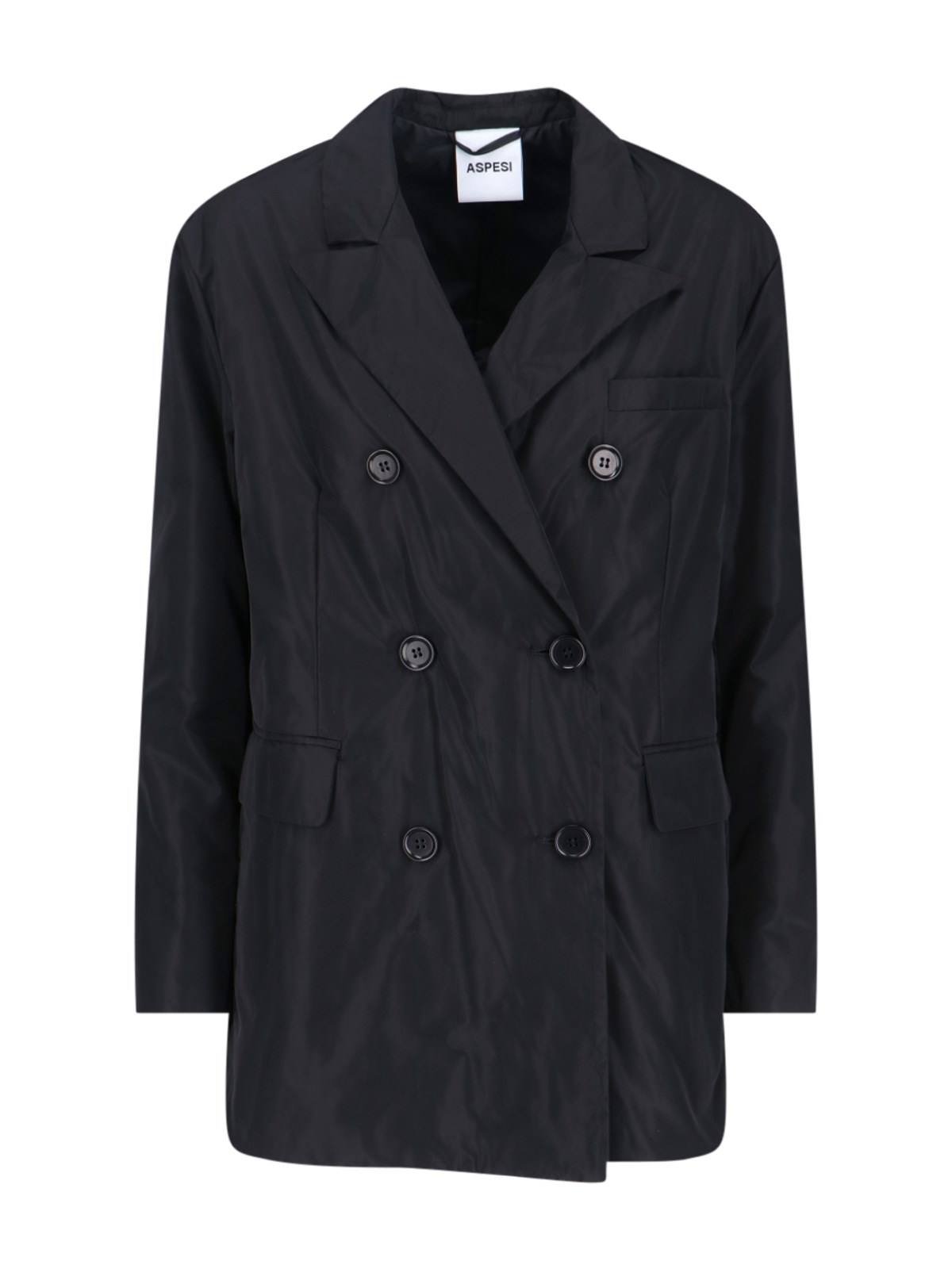 Aspesi Double-breasted Blazer Notched Lapels In Black