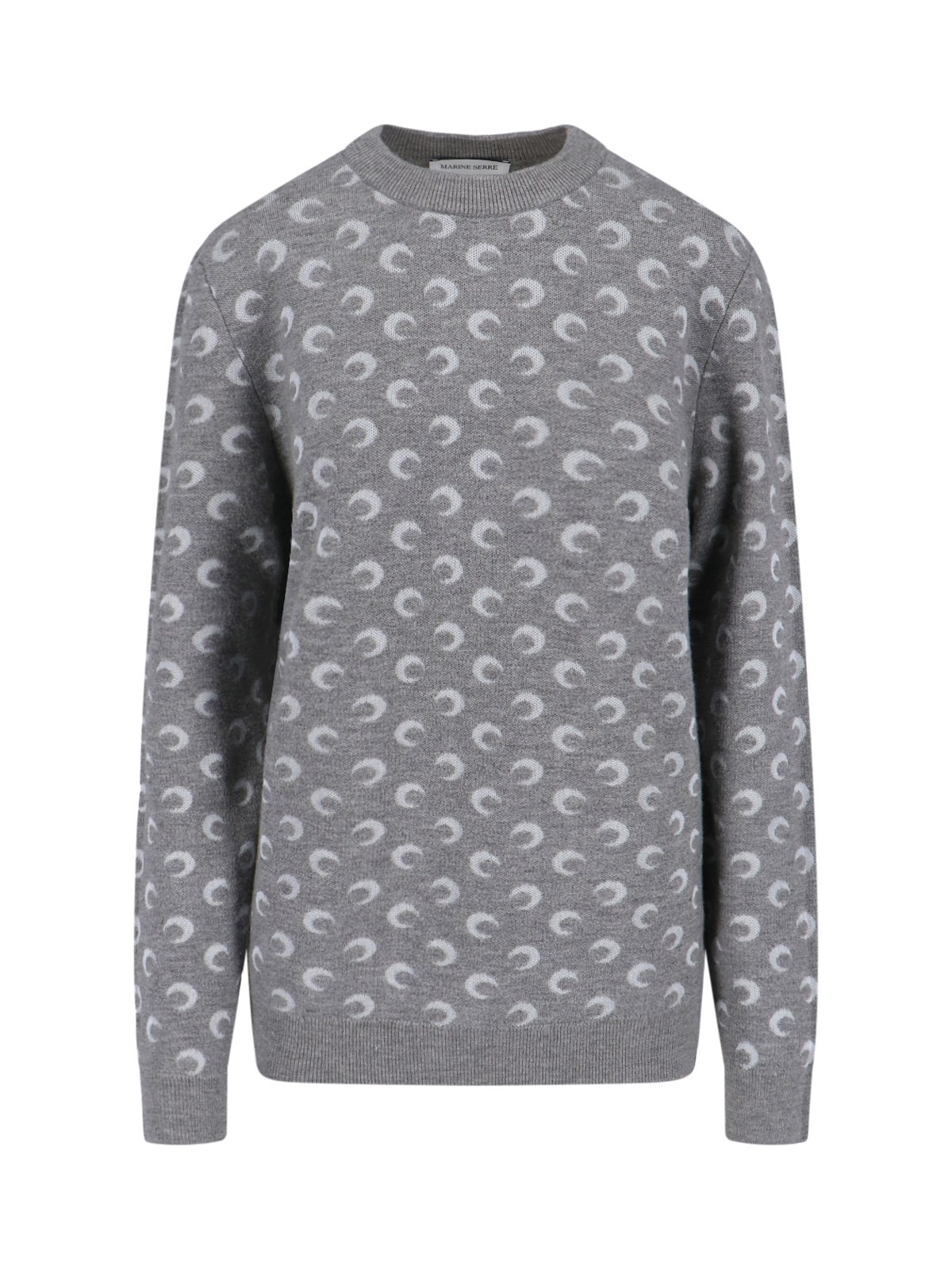 Marine Serre Long Sleeve Crew Neck Knitwear With Pattern In Gray