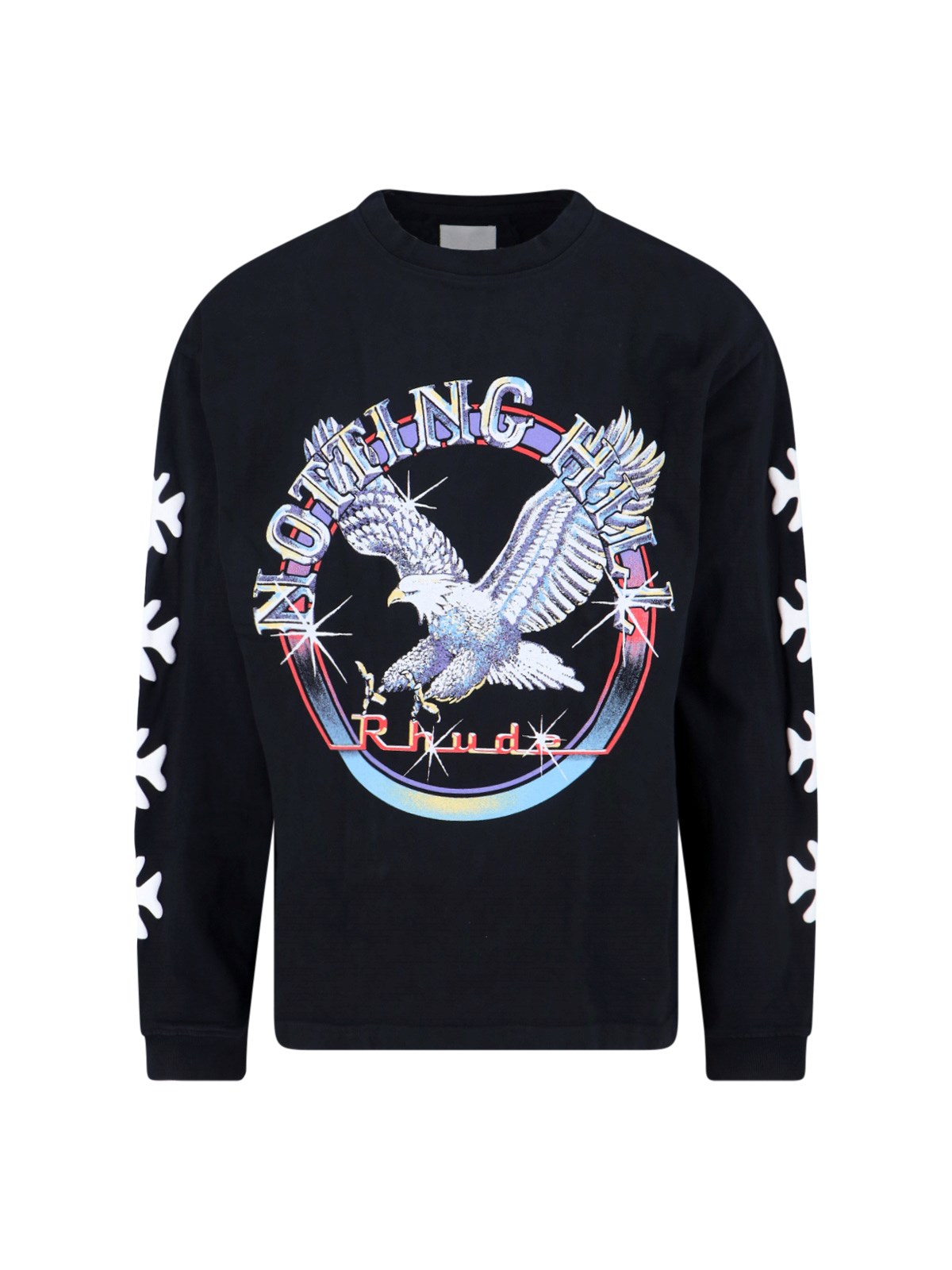Rhude Notting Hill Eagle Vintage Black Long Sleeve T-shirt In Black
