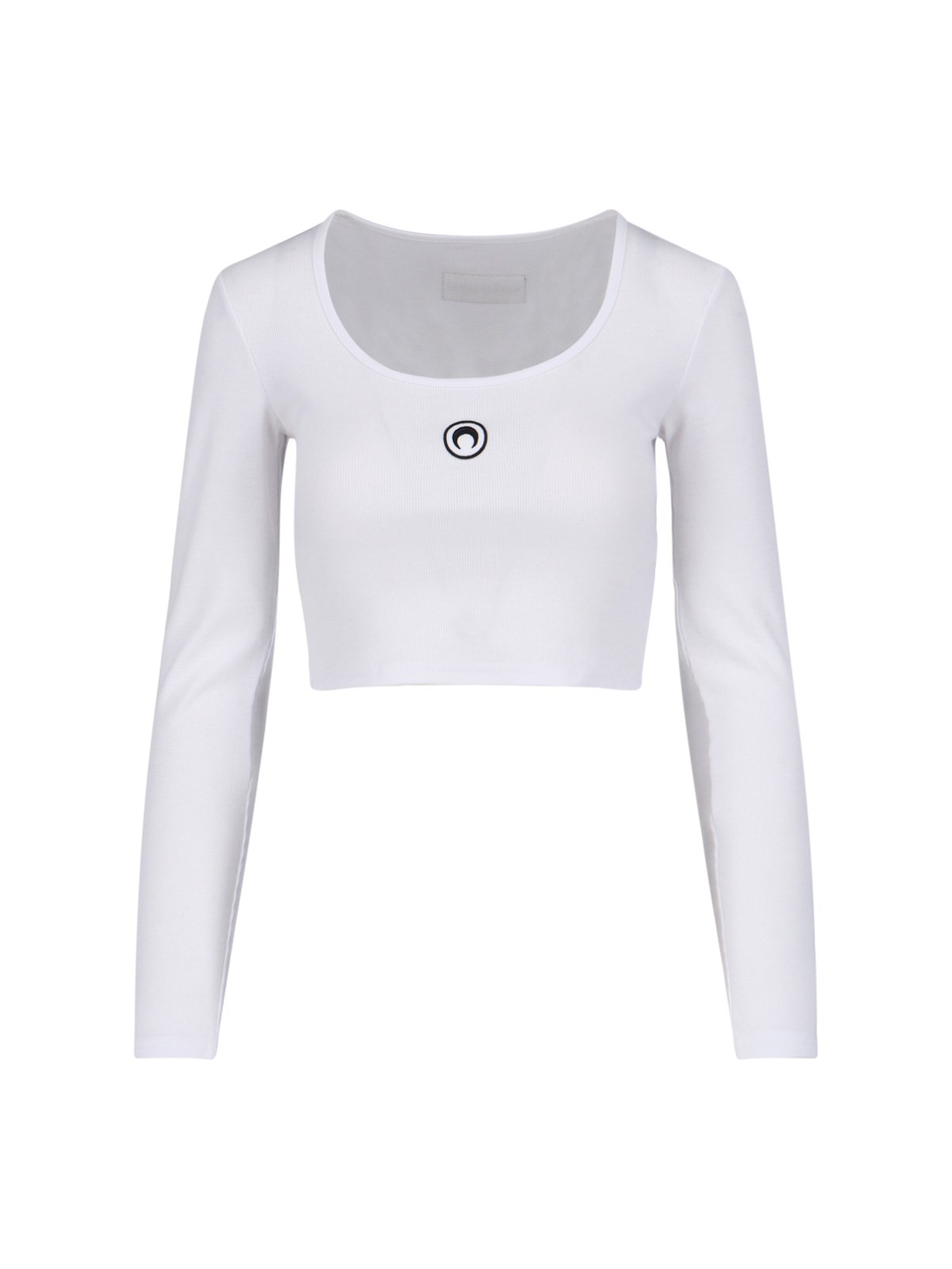 Marine Serre Round-neck Long-sleeved Fitted Short-sleeved T-shirt In White