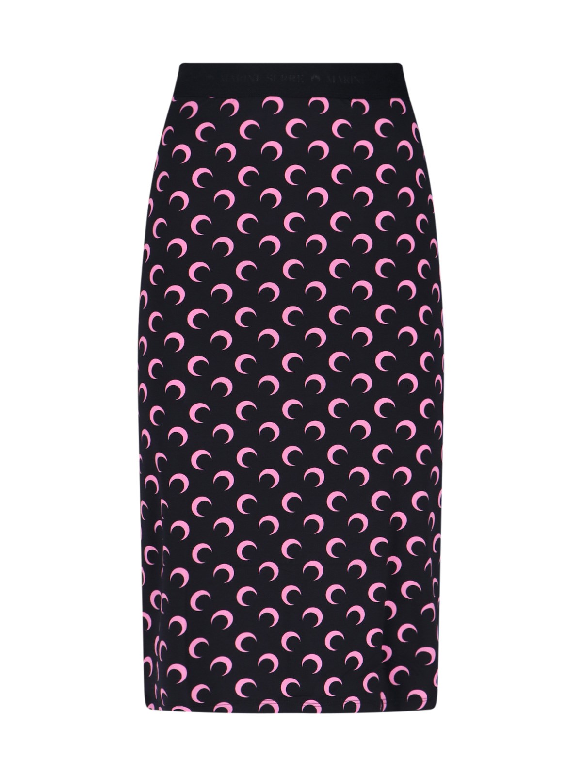 Marine Serre Black Moon Printed Jersey Midi Skirt In Multi