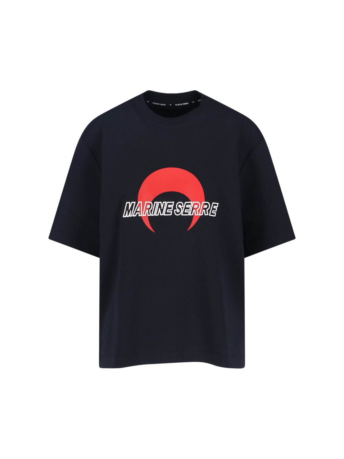 Marine Serre Logo T-shirt In Black