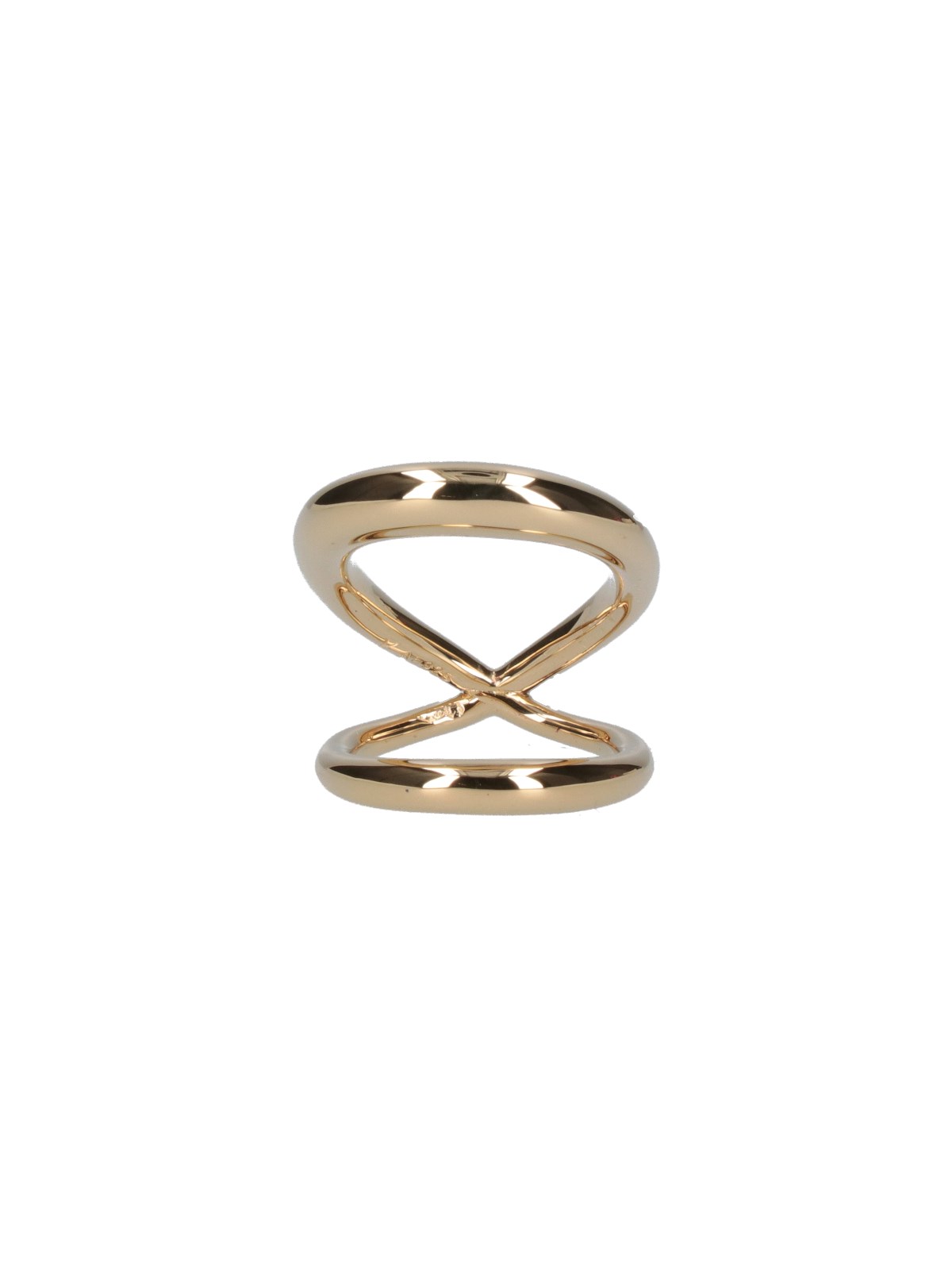 Charlotte Chesnais Double-band Gold Ring With X-shaped Crossbar In Gold