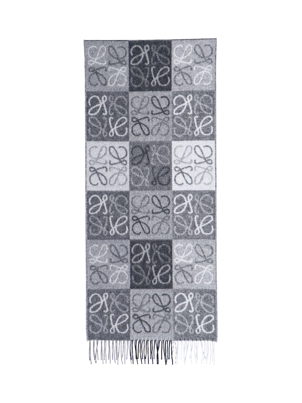 Loewe 'checkerboard' Scarf In Gray