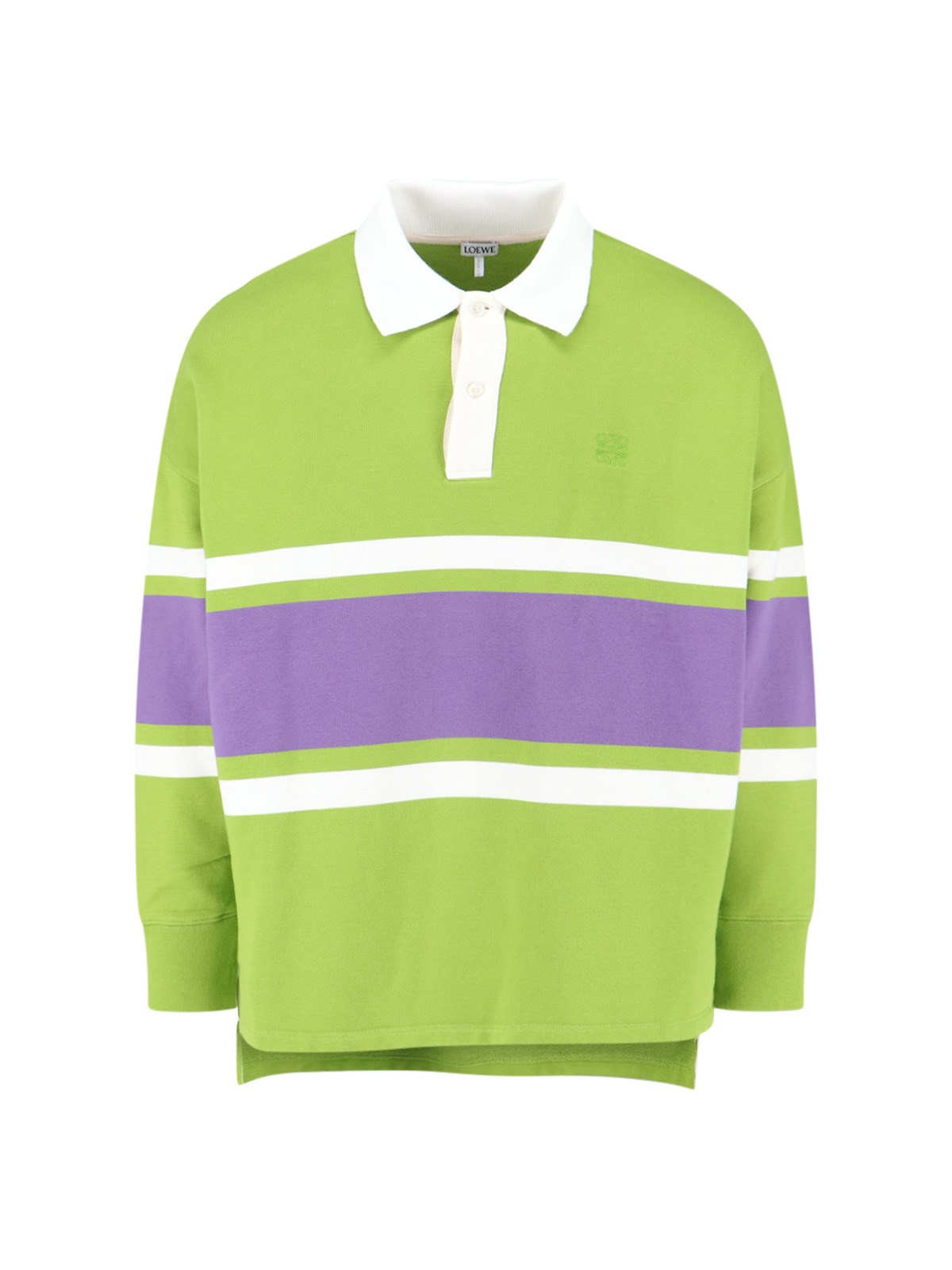 Loewe Cotton Long-sleeved Polo Shirt In Green