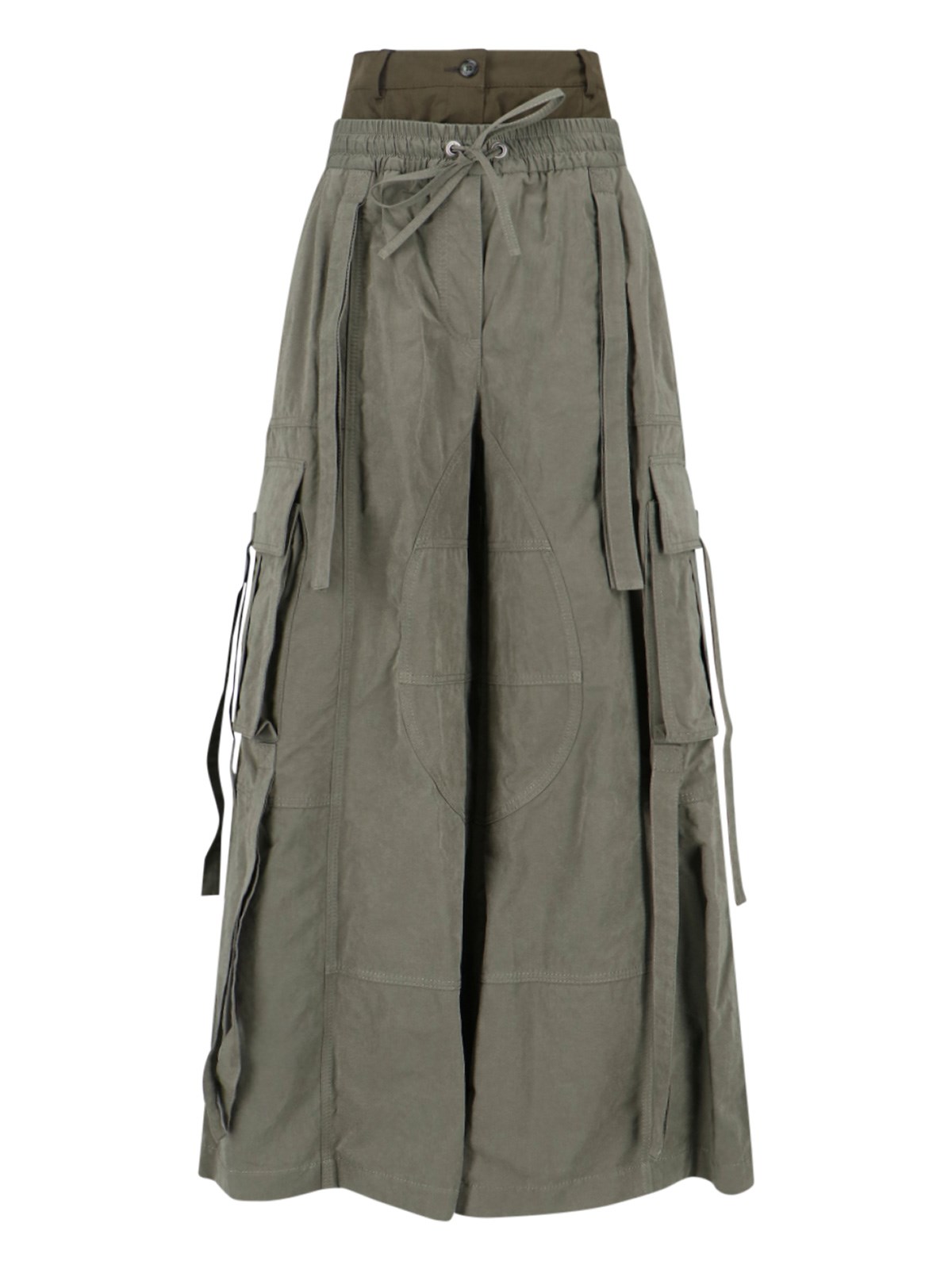 Dolce & Gabbana Dual-waistband Wide-leg Cargo Trousers In Green