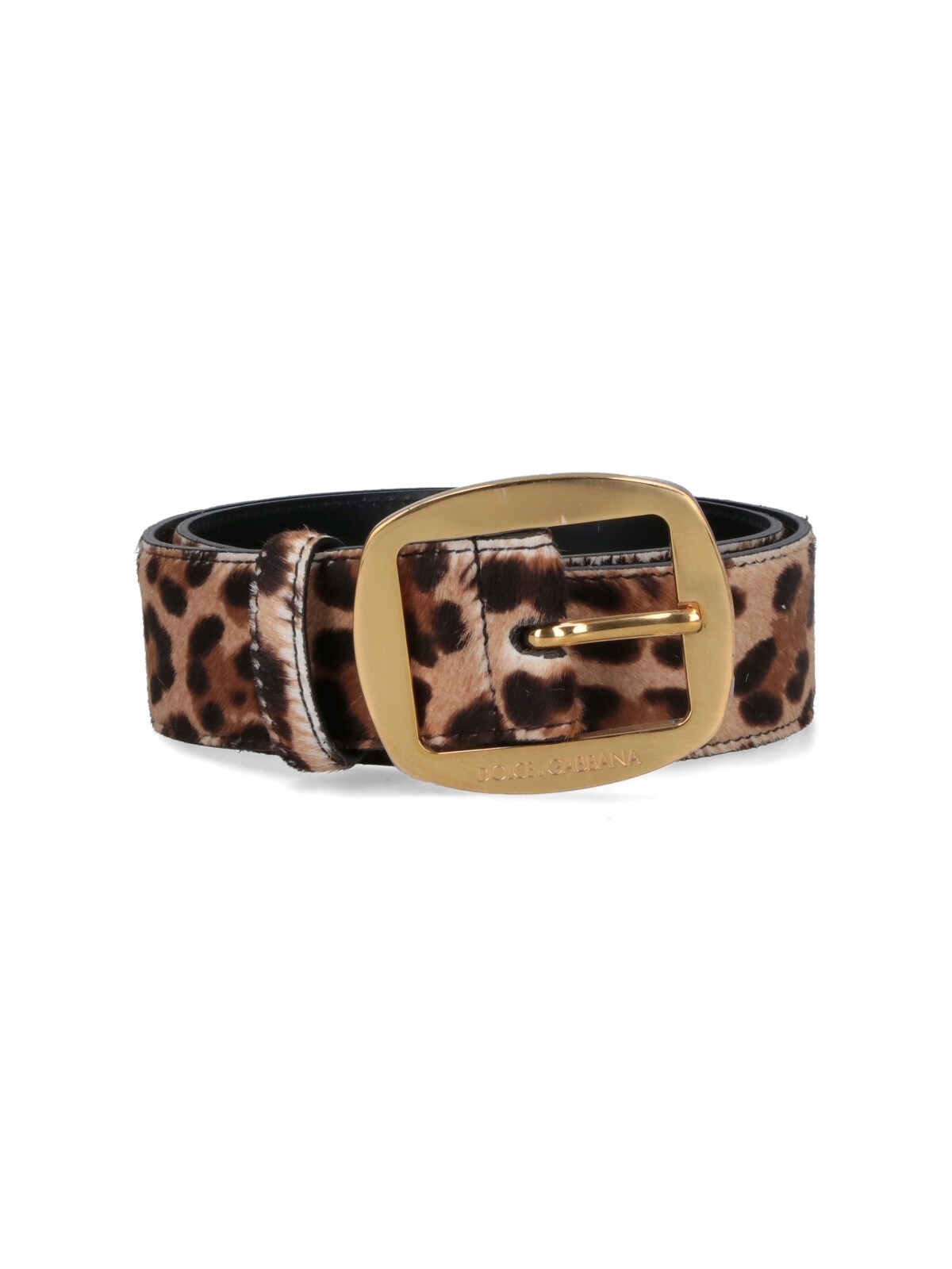 Dolce & Gabbana Animal Print Adjustable Belt With Gold Buckle In Multi