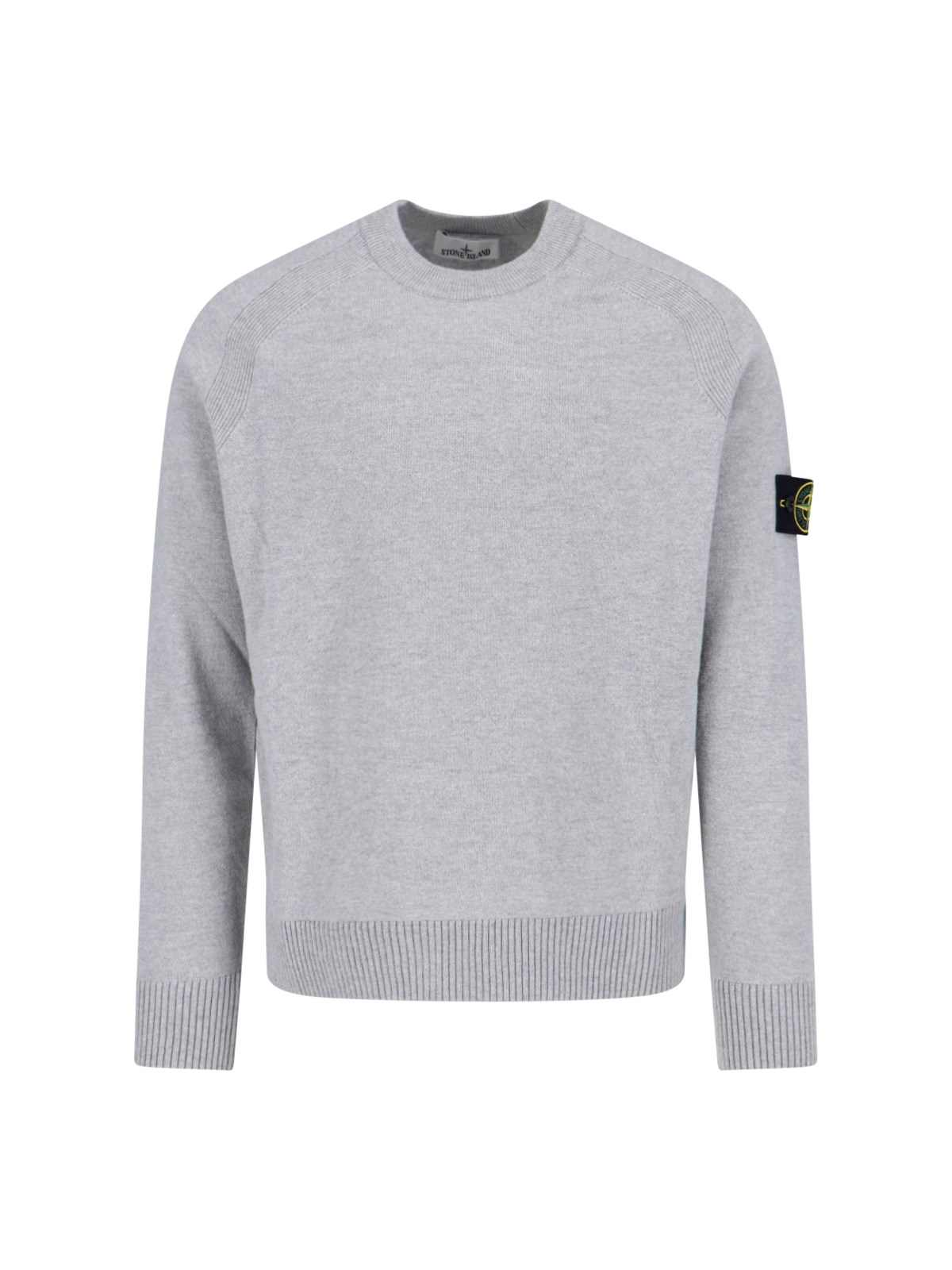 Stone Island Crewneck Sweatshirt With Raised Seams In Gray