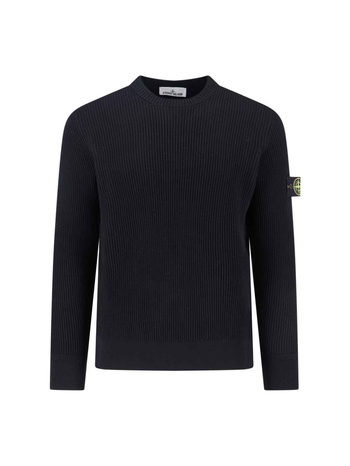 Stone Island Wool Crew Neck Pullover In Black