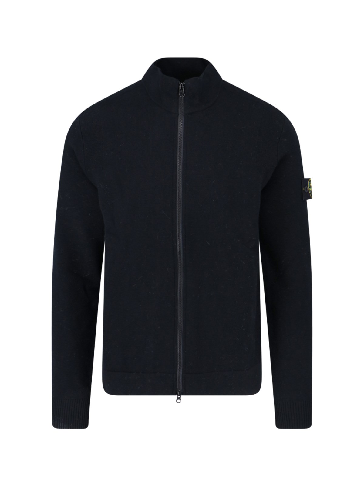 Stone Island Certified Virgin Wool Cardigan In Black