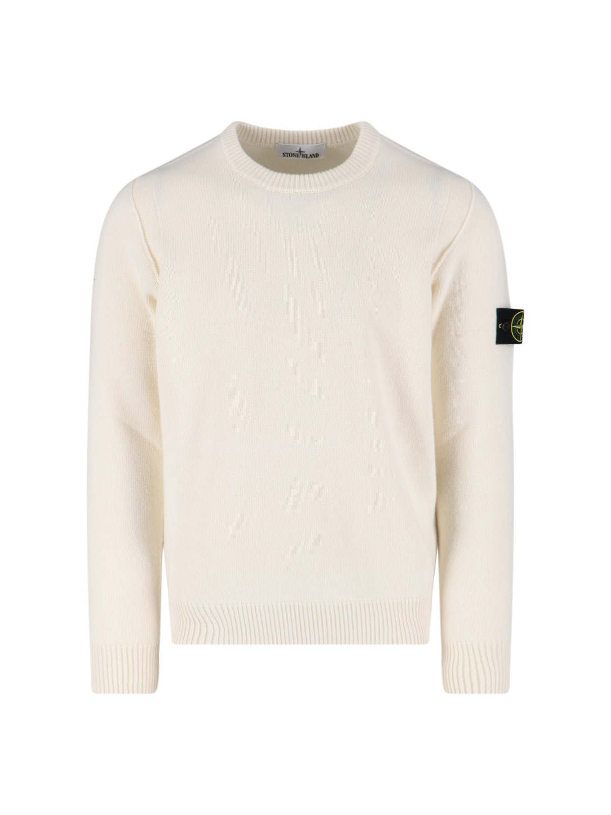 Stone Island Wool-blend Logo Patch Sweater In White