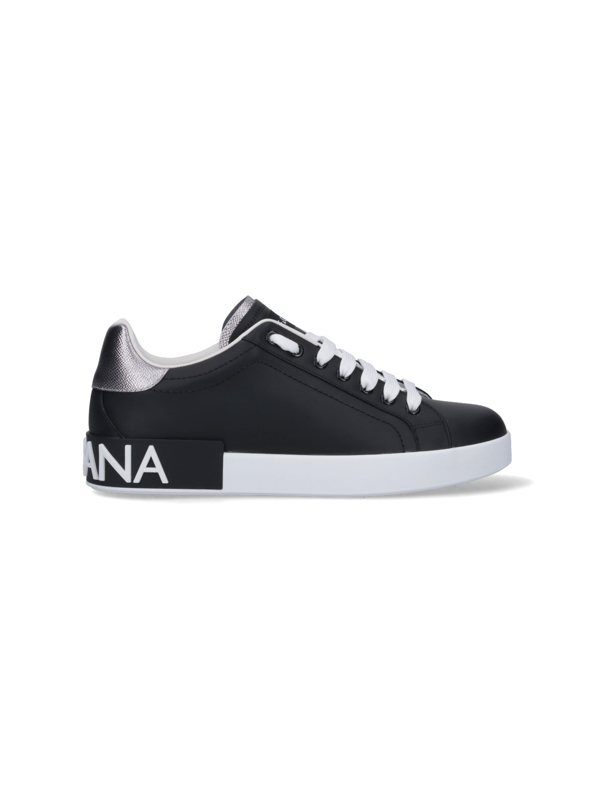 Dolce & Gabbana Portofino Sneakers In Nappa Calfskin With Cushioned Footbed In Black